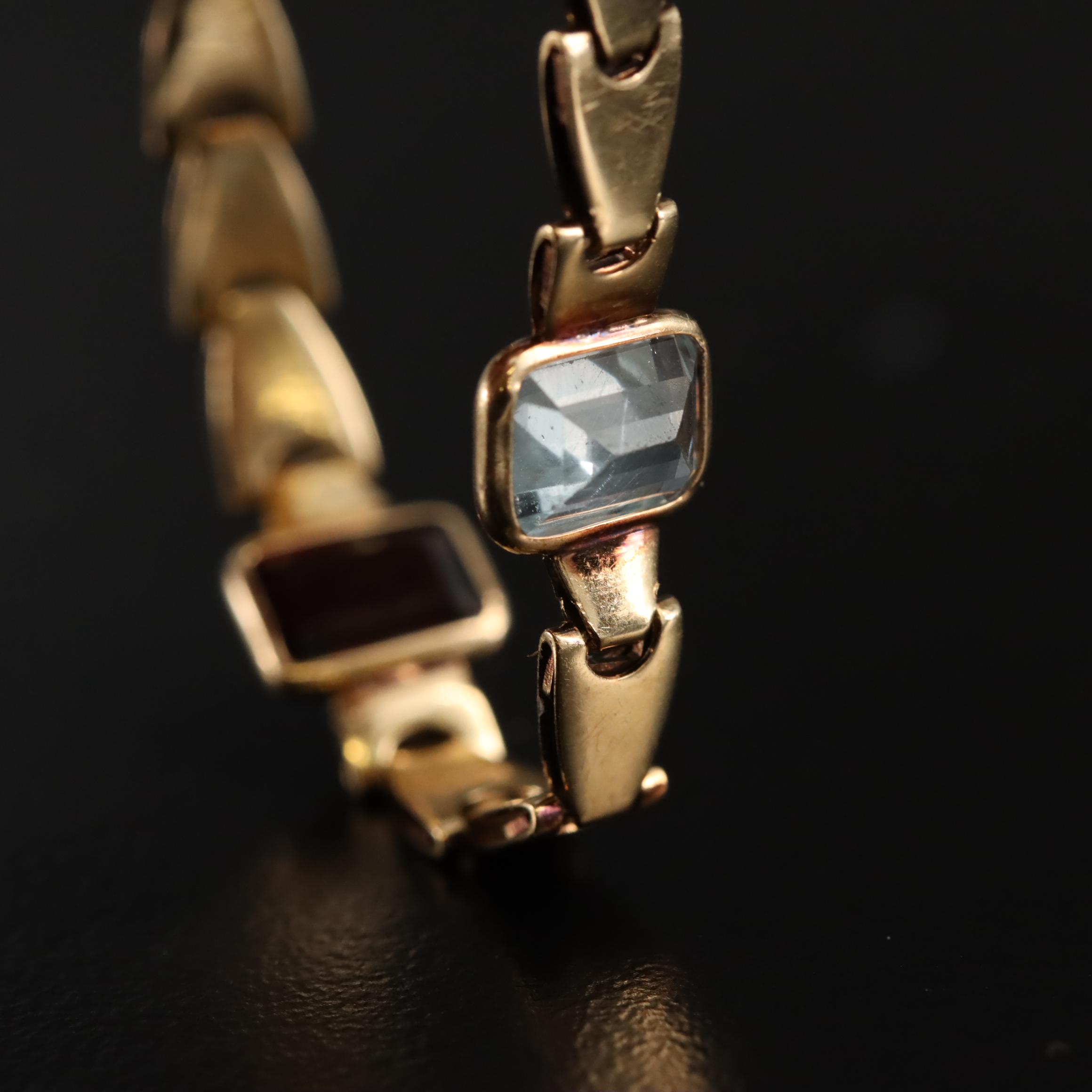 14K Multi-Gemstone Link Bracelet