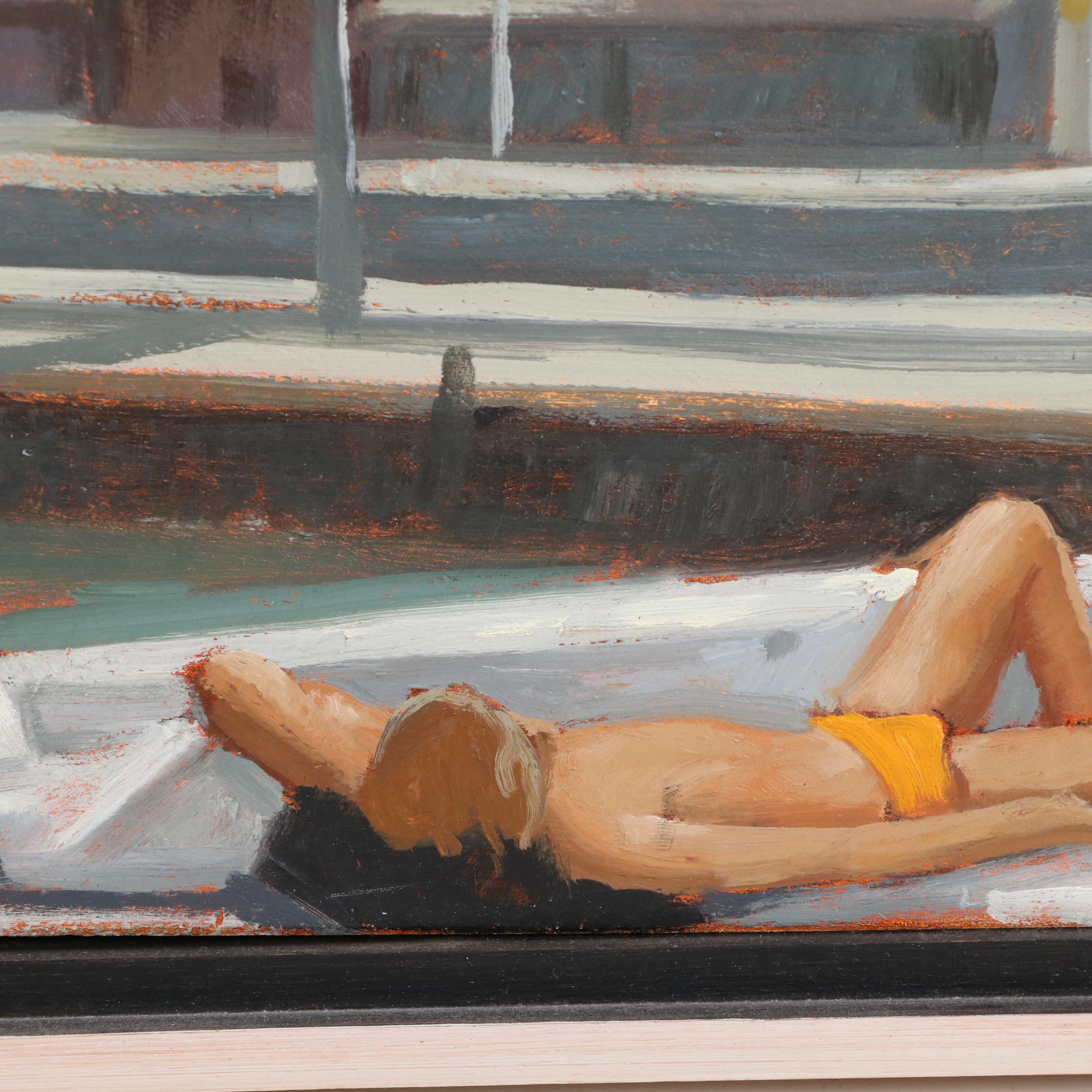 Patrick Webb Oil Painting of Reclining Figure "Sunbather," 1990