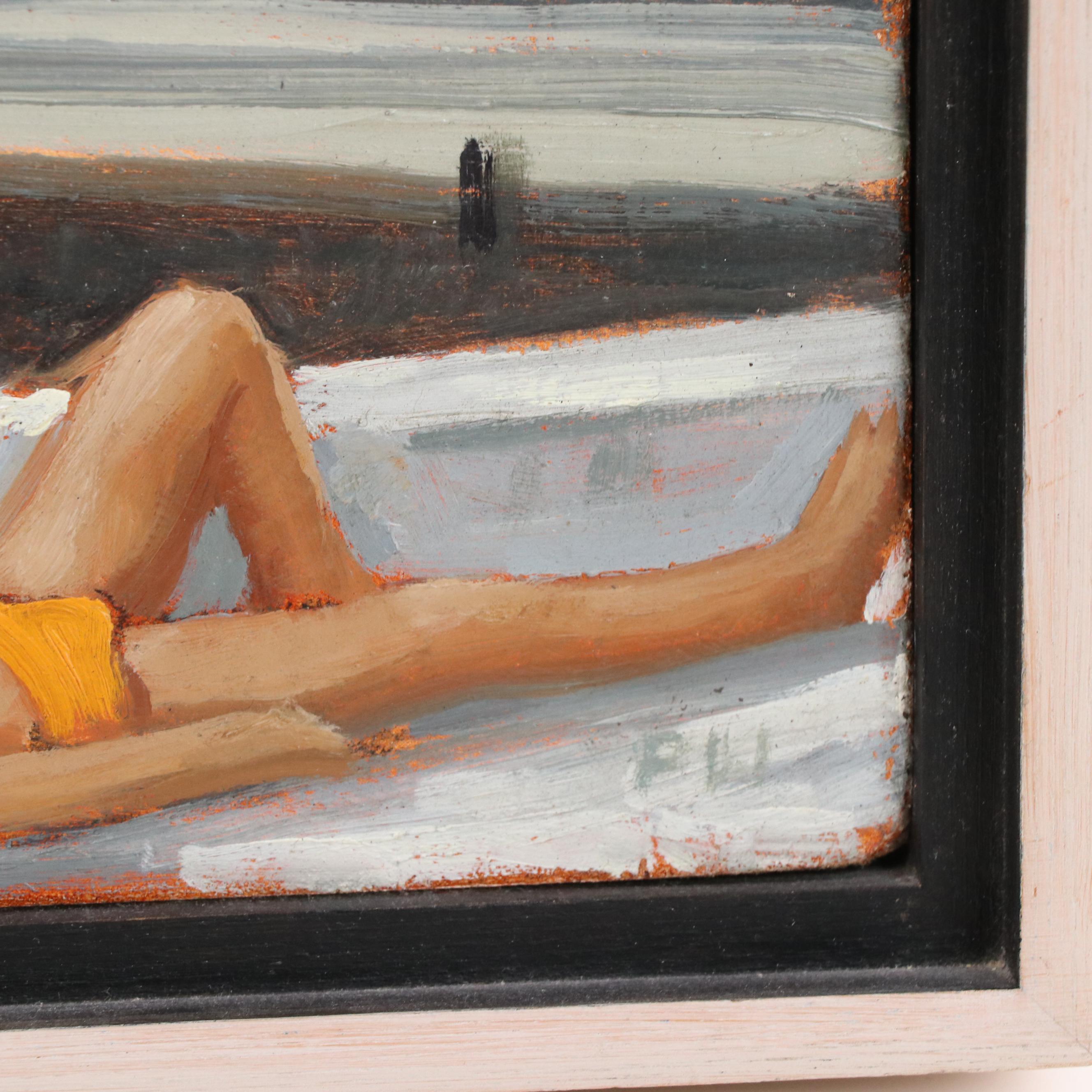 Patrick Webb Oil Painting of Reclining Figure "Sunbather," 1990