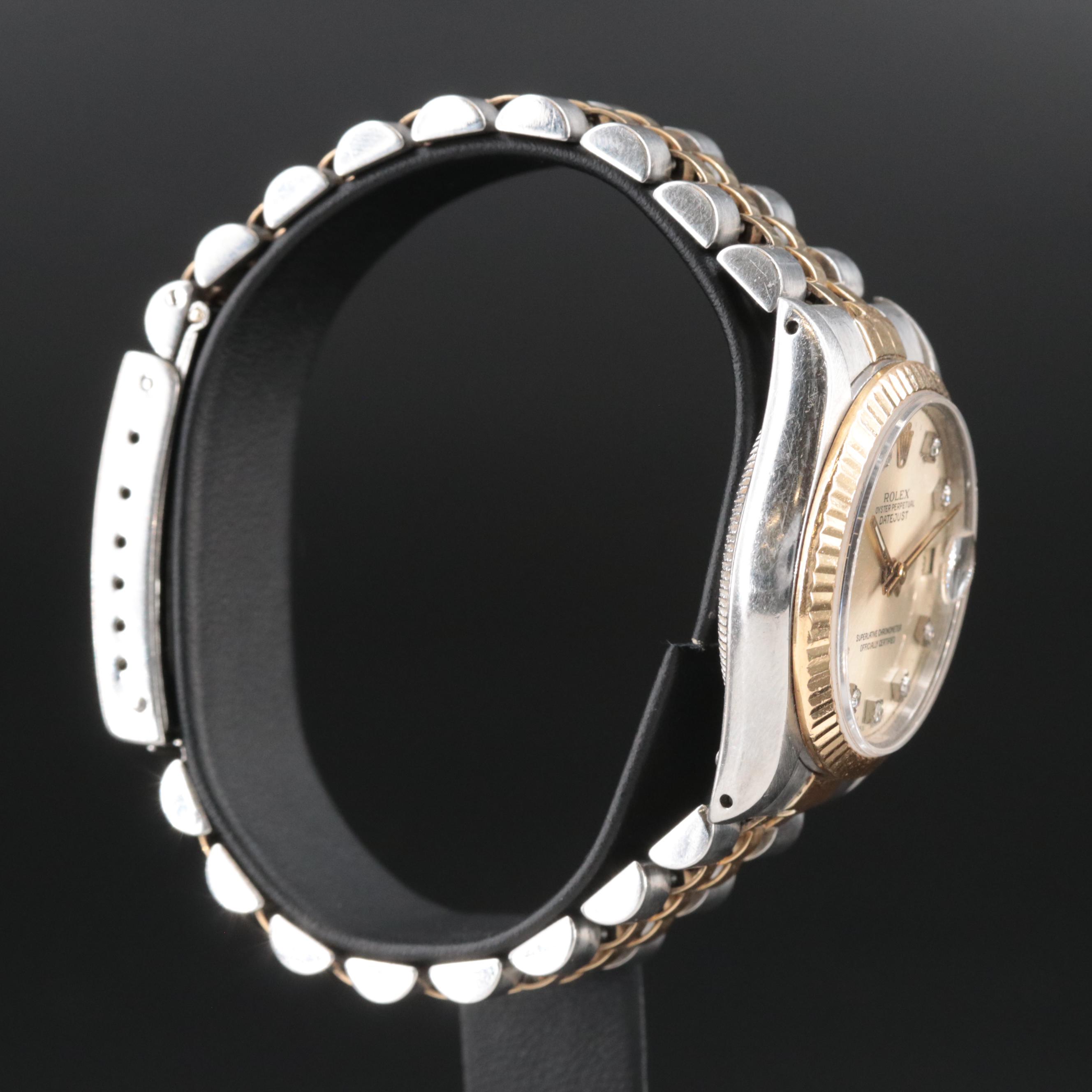 1985 Rolex Custom Diamond Dial Oyster Perpetual Datejust Watch