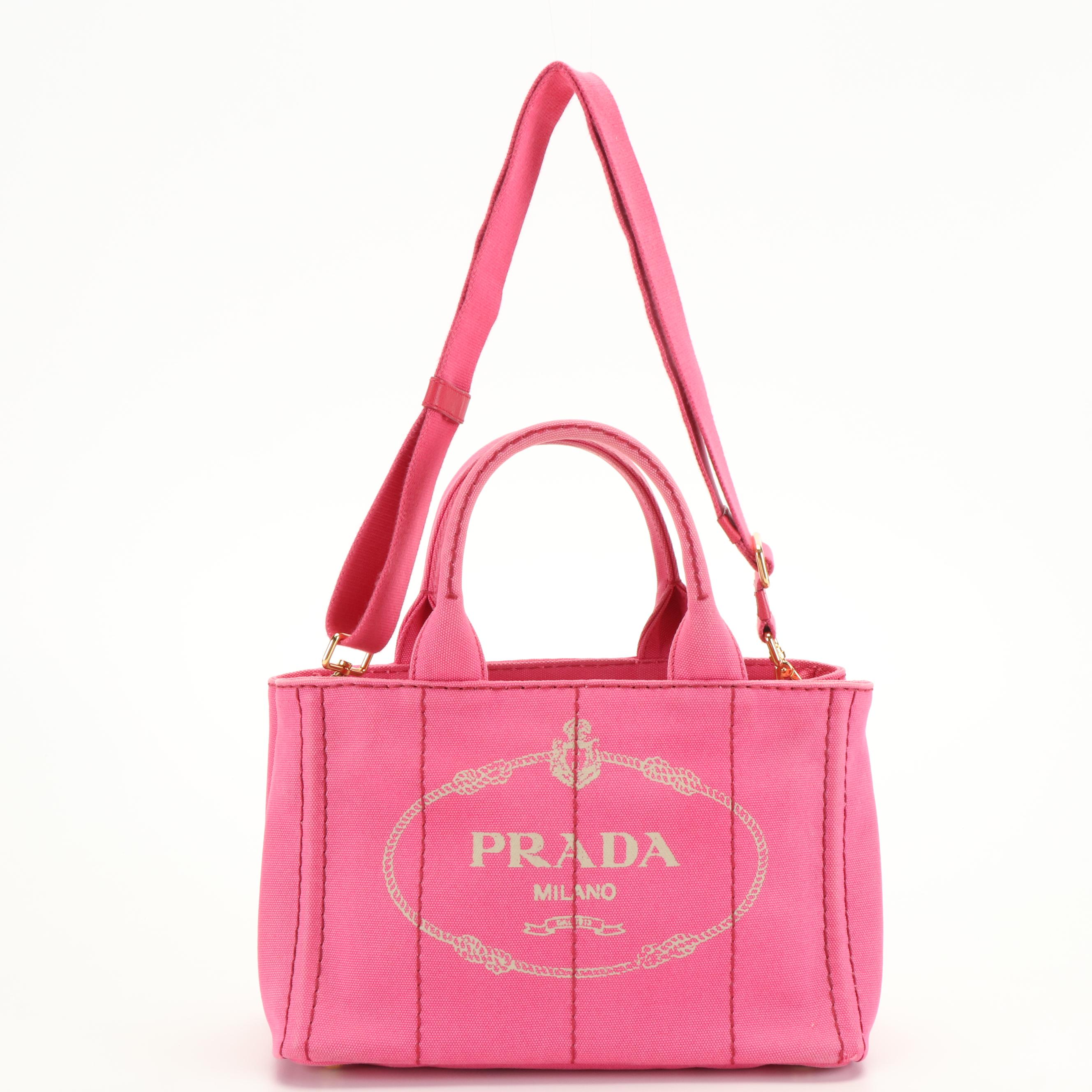 Prada Canapa 2Way Mini Tote in Pink Canvas
