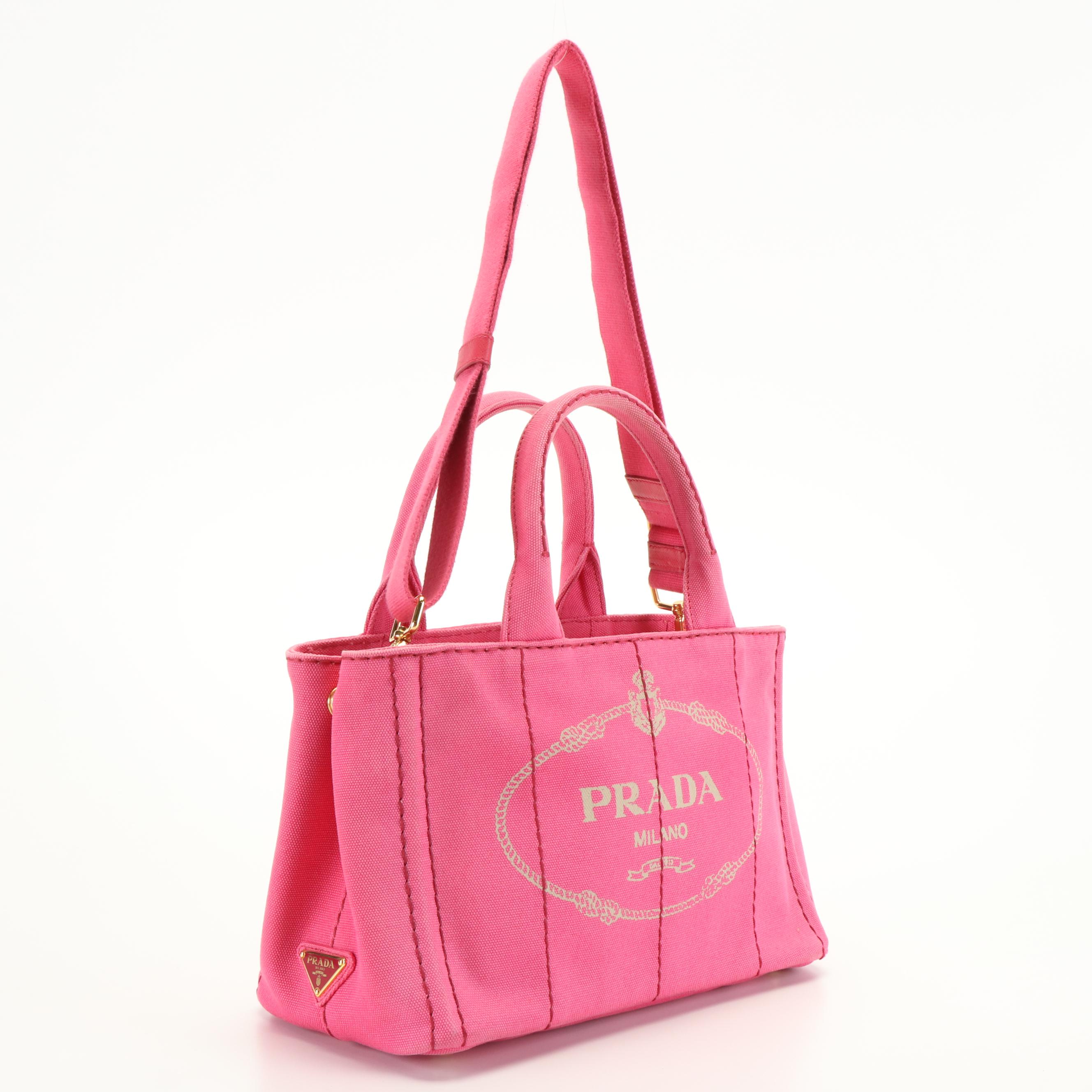 Prada Canapa 2Way Mini Tote in Pink Canvas