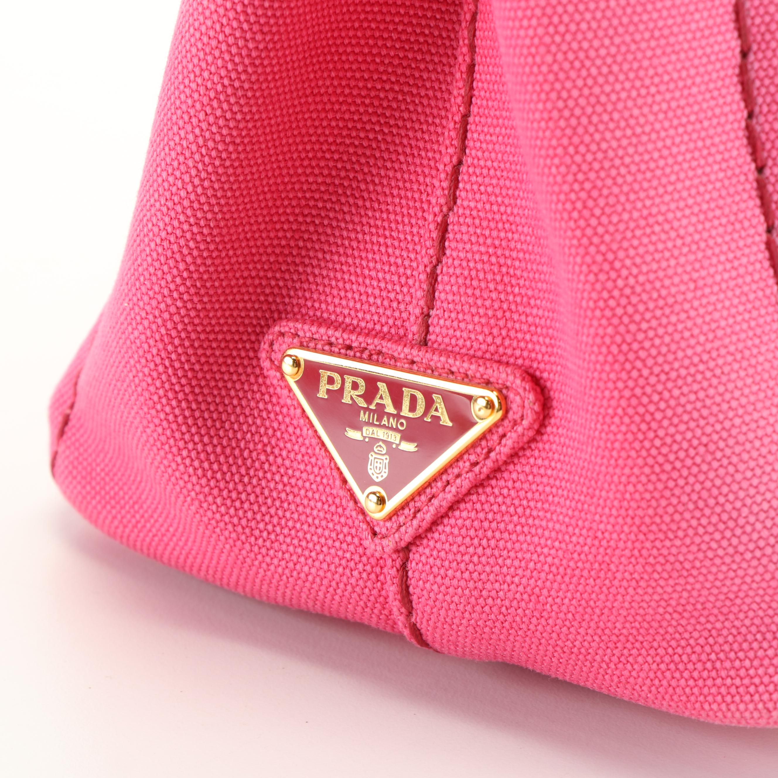 Prada Canapa 2Way Mini Tote in Pink Canvas
