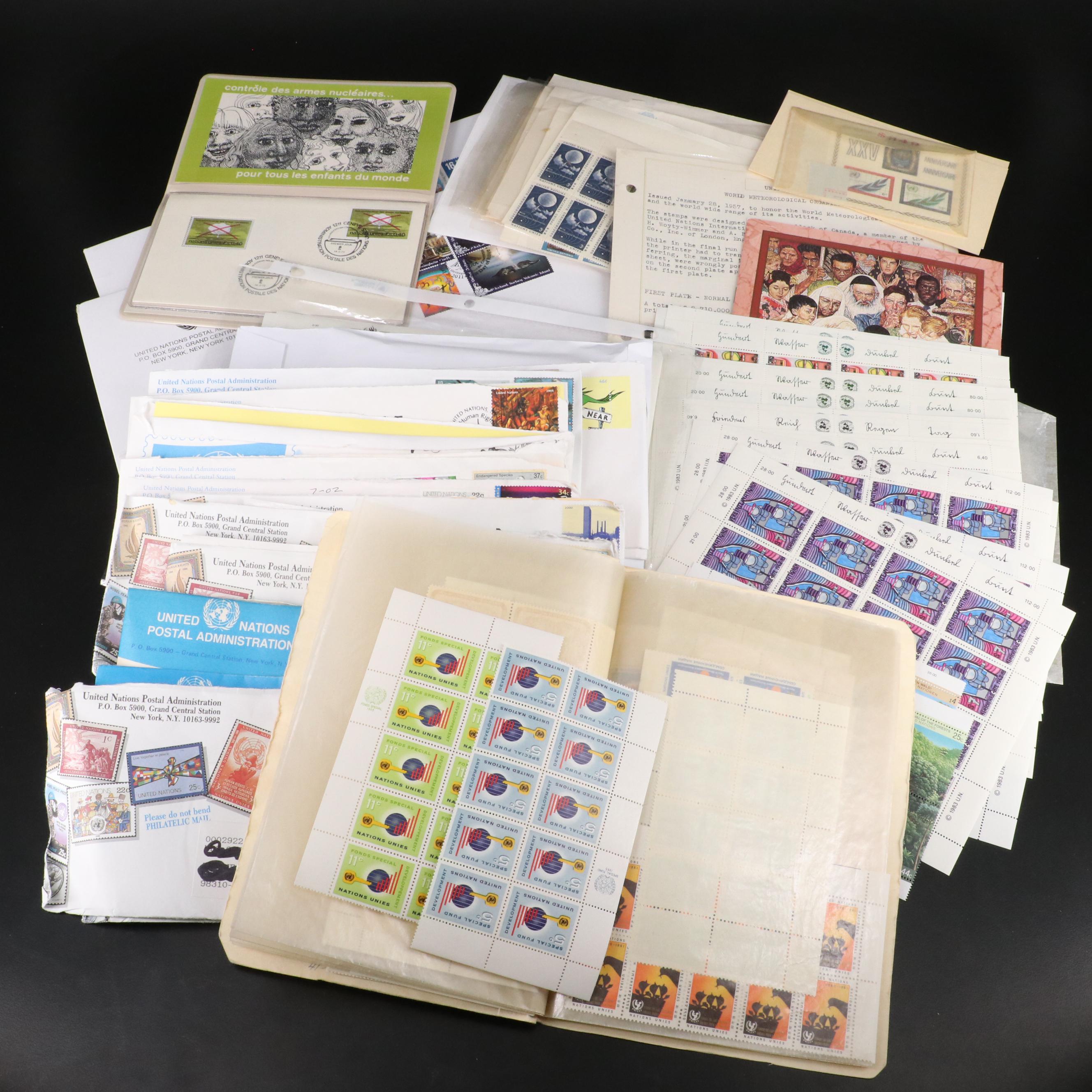 Assortment of Mint Condition United Nations Postage Stamps, 1990s to 2010s