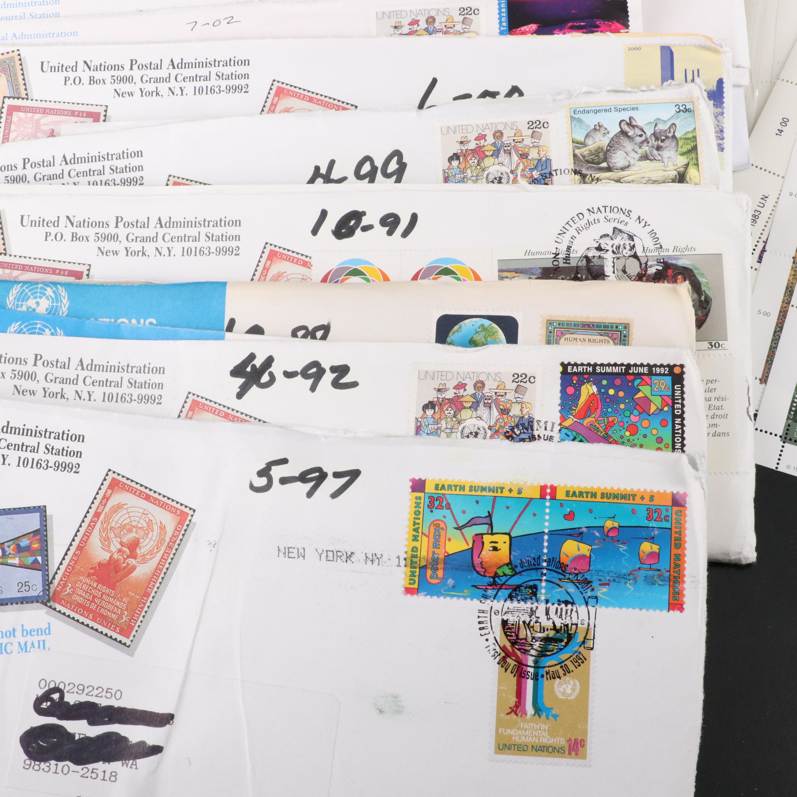 Assortment of Mint Condition United Nations Postage Stamps, 1990s to 2010s