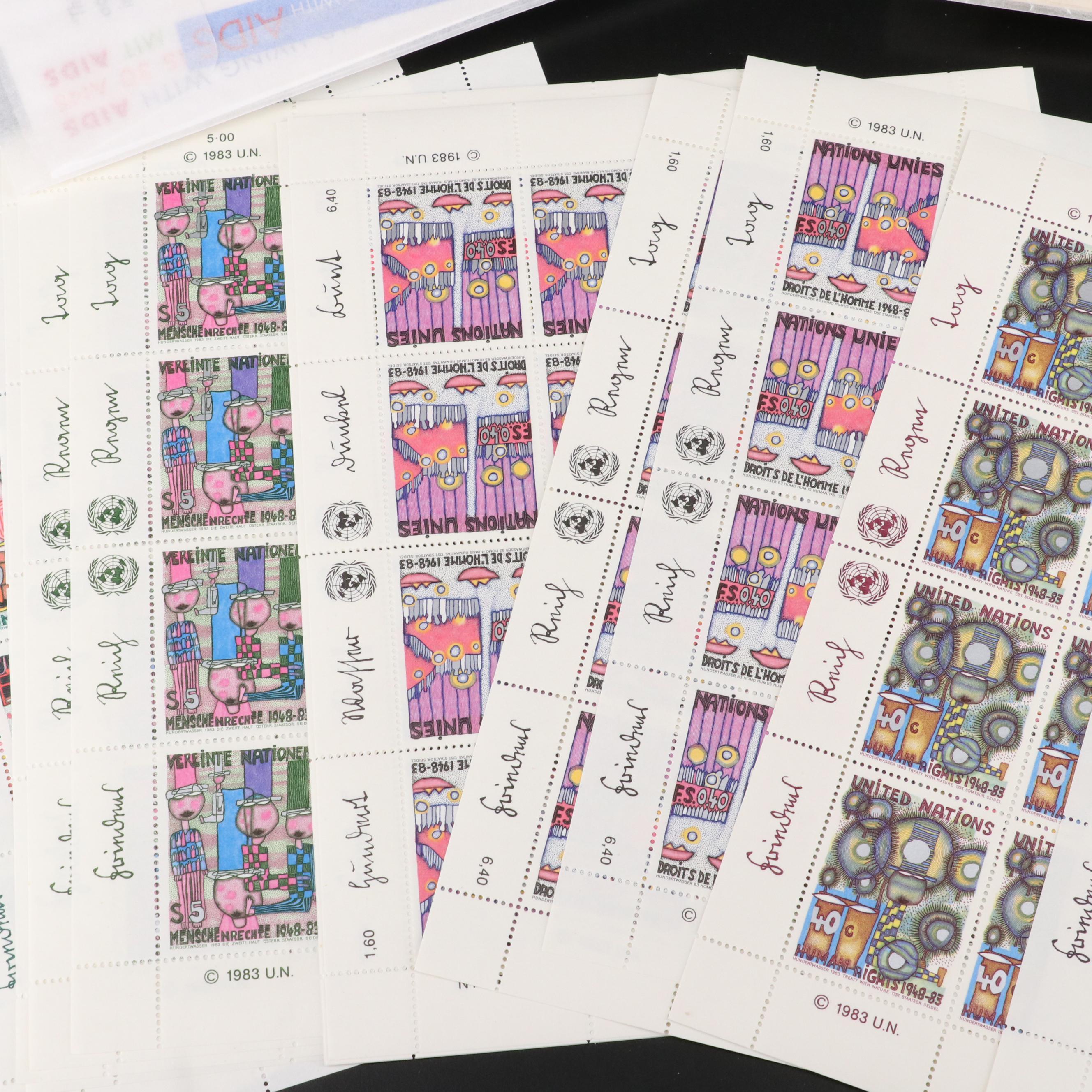 Assortment of Mint Condition United Nations Postage Stamps, 1990s to 2010s