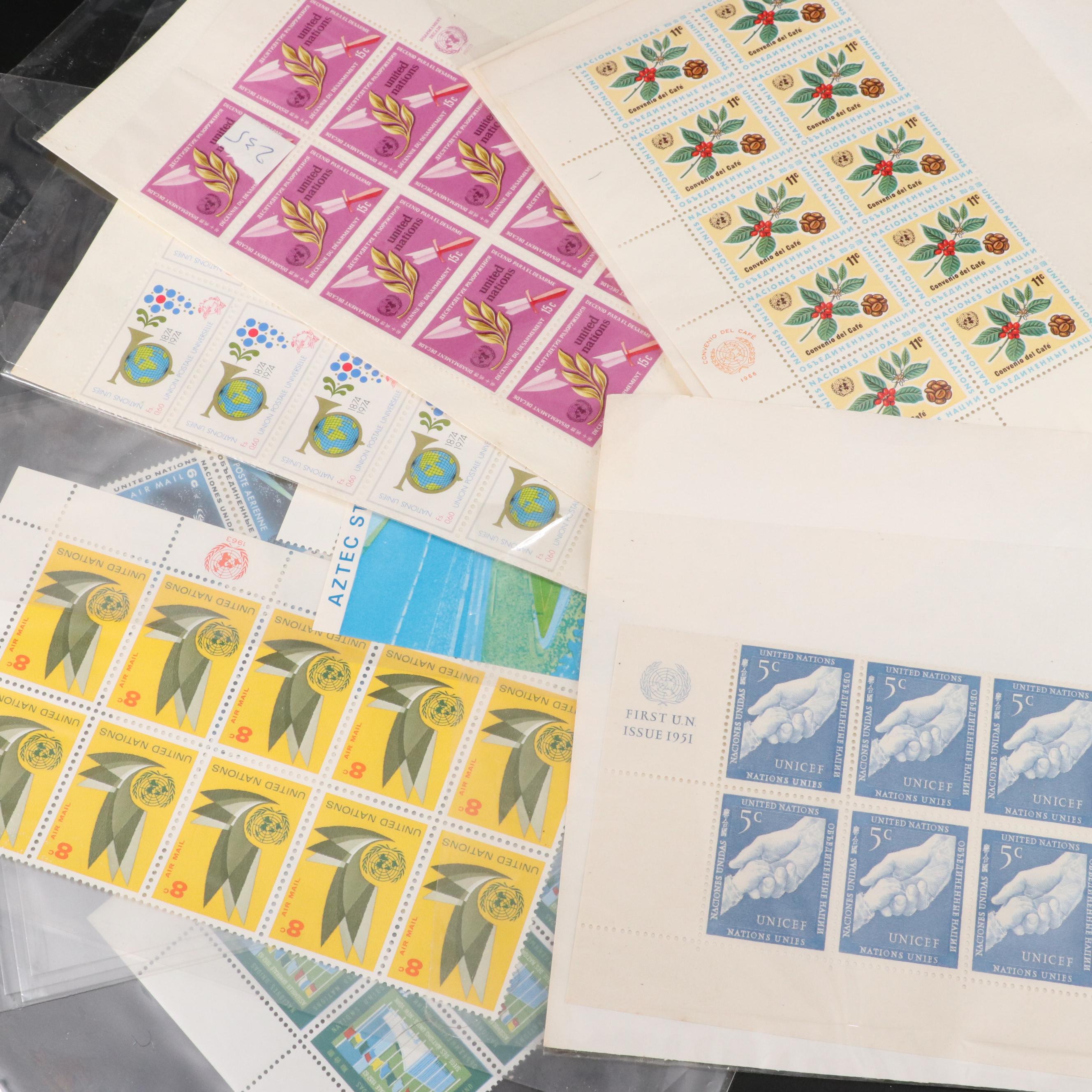 Assortment of Mint Condition United Nations Postage Stamps, 1990s to 2010s