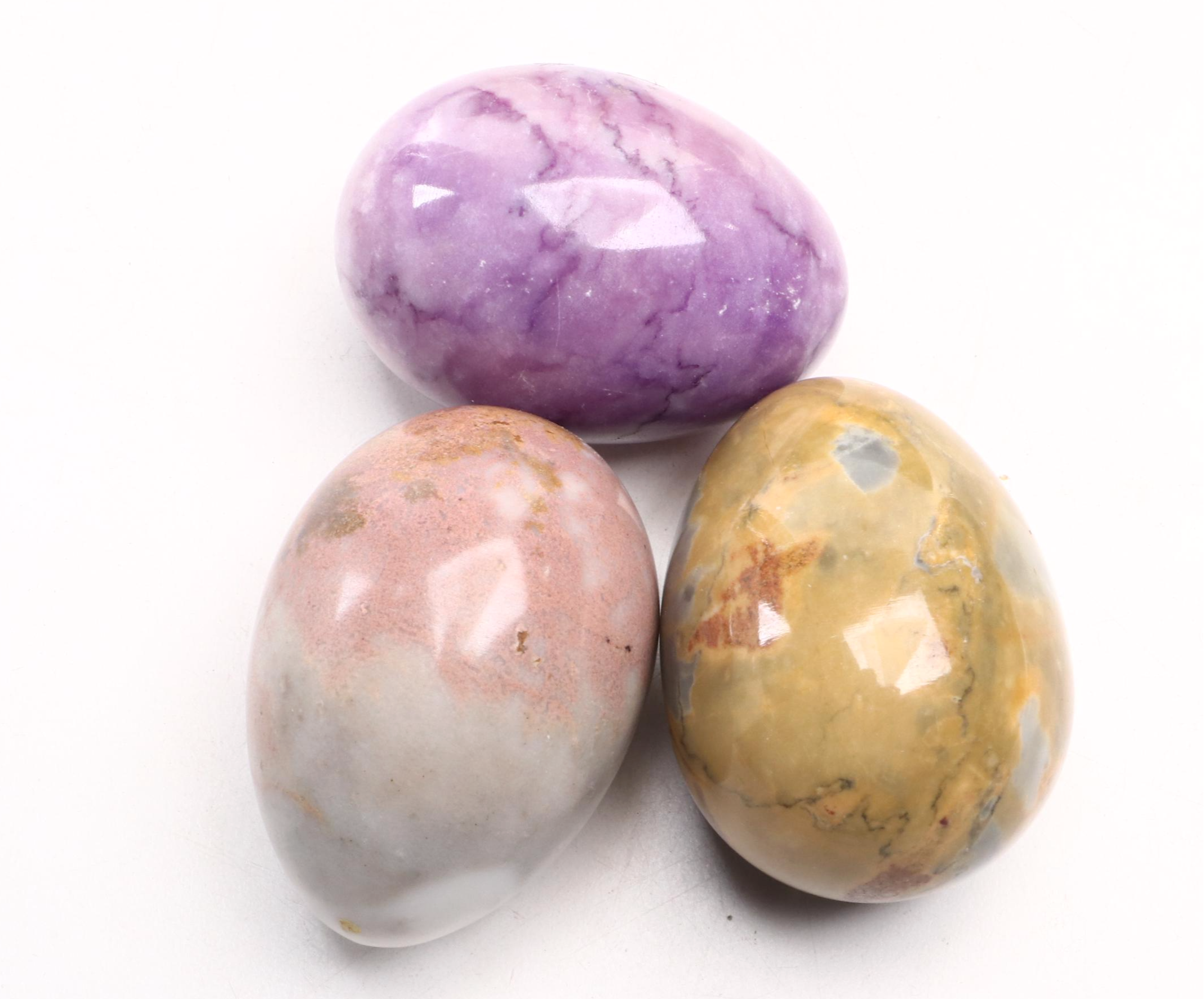 Haeger Pottery Planter with Polished Stone Eggs