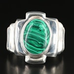 Mexican Sterling Faux Malachite Stepped Cuff