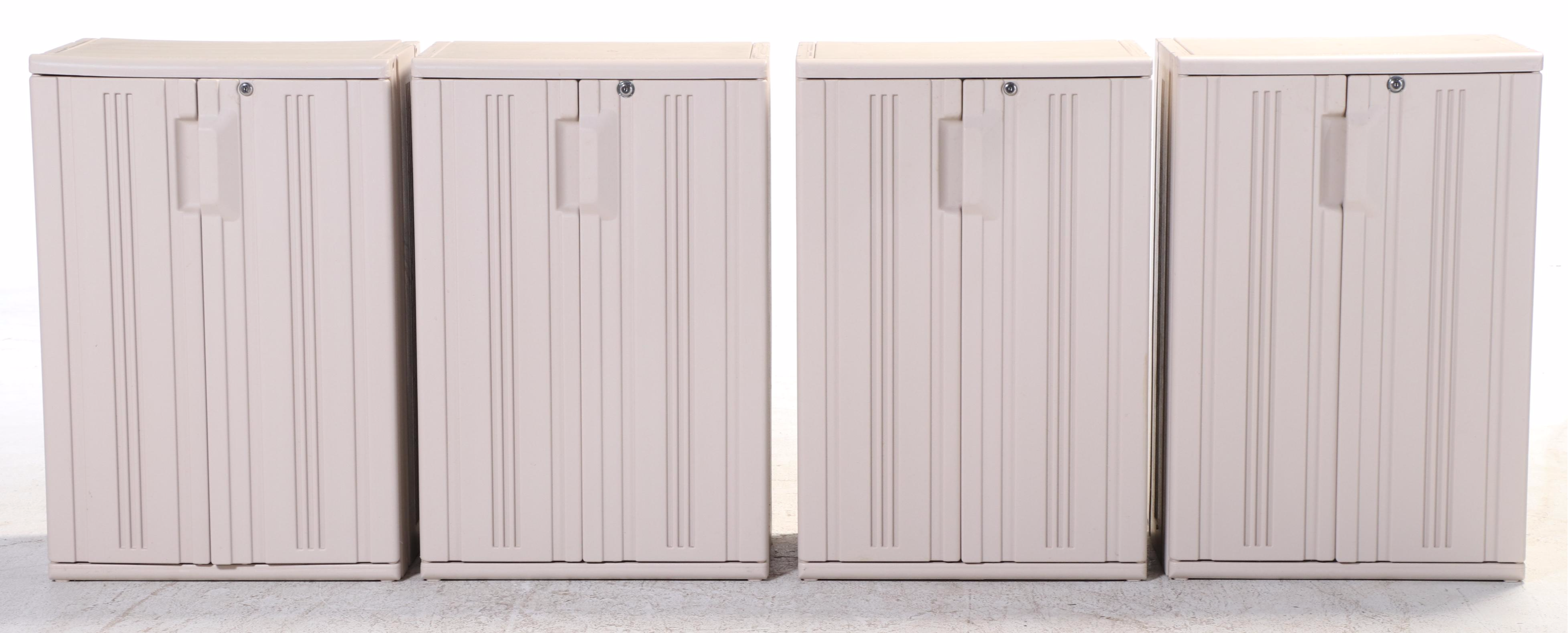 Four Rubbermaid Storage Cabinets
