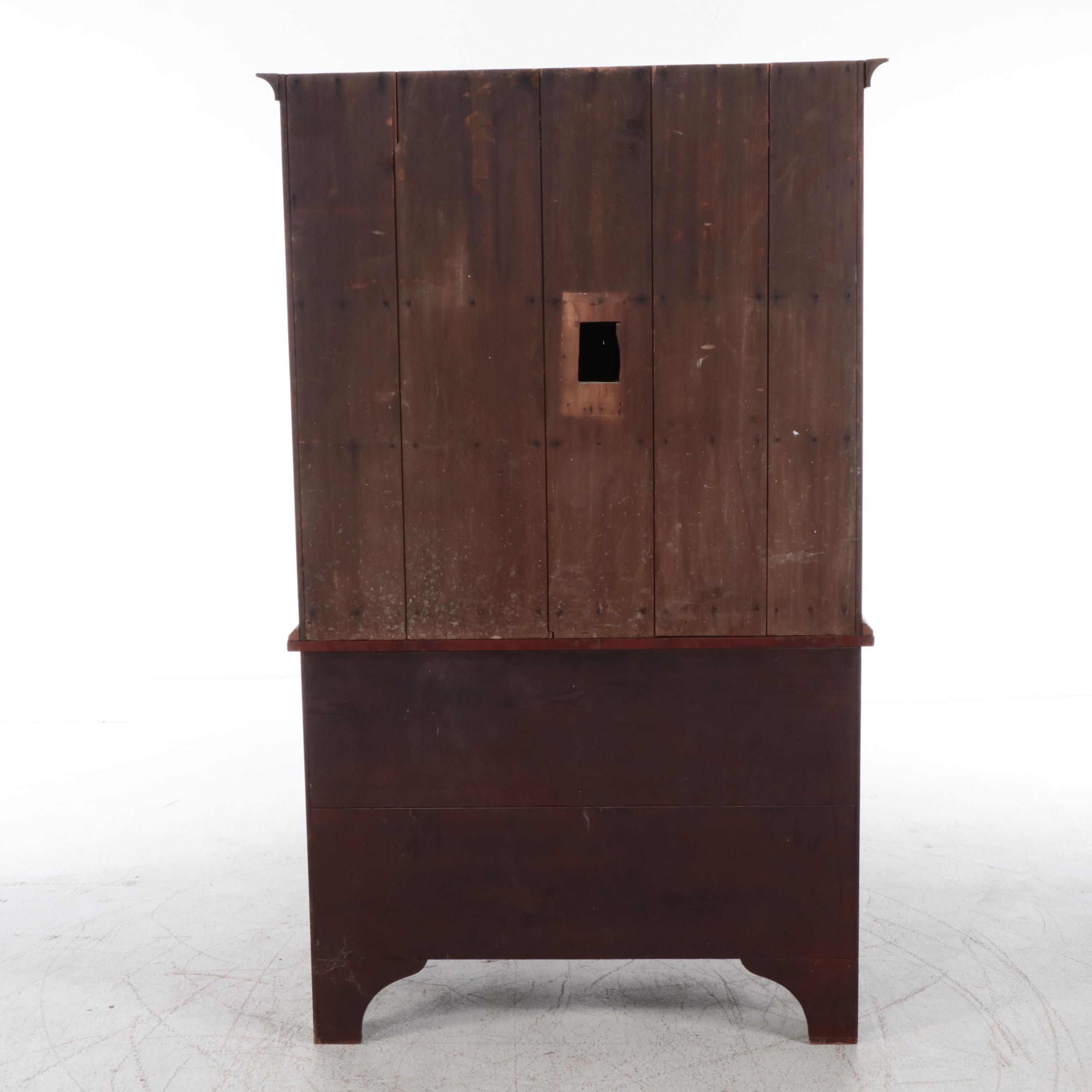 Federal Style Cherrywood and Figured Cherrywood Secretary Bookcase