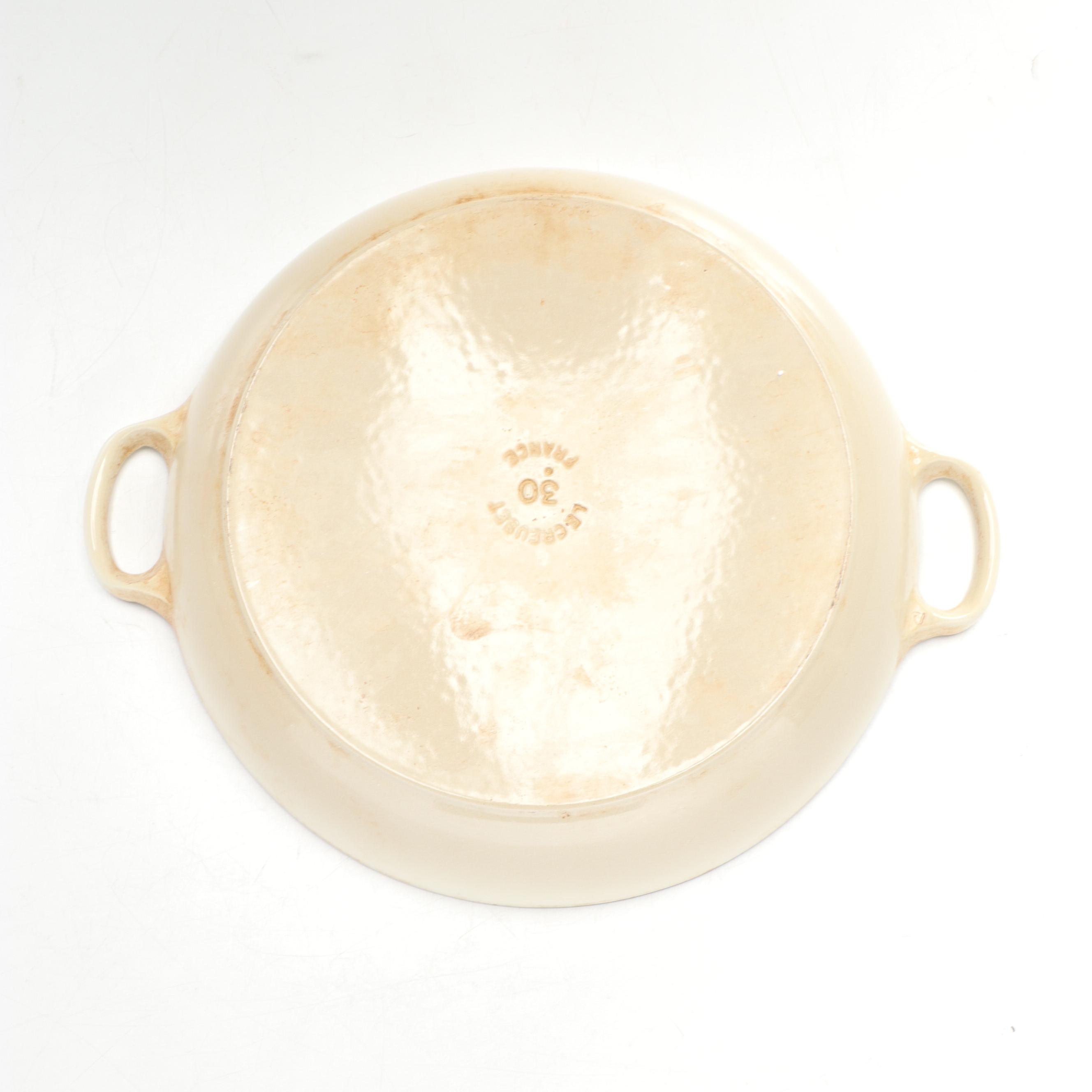 Le Creuset Cream Enameled Cast Iron Braiser Pan and Halo Tea Kettle