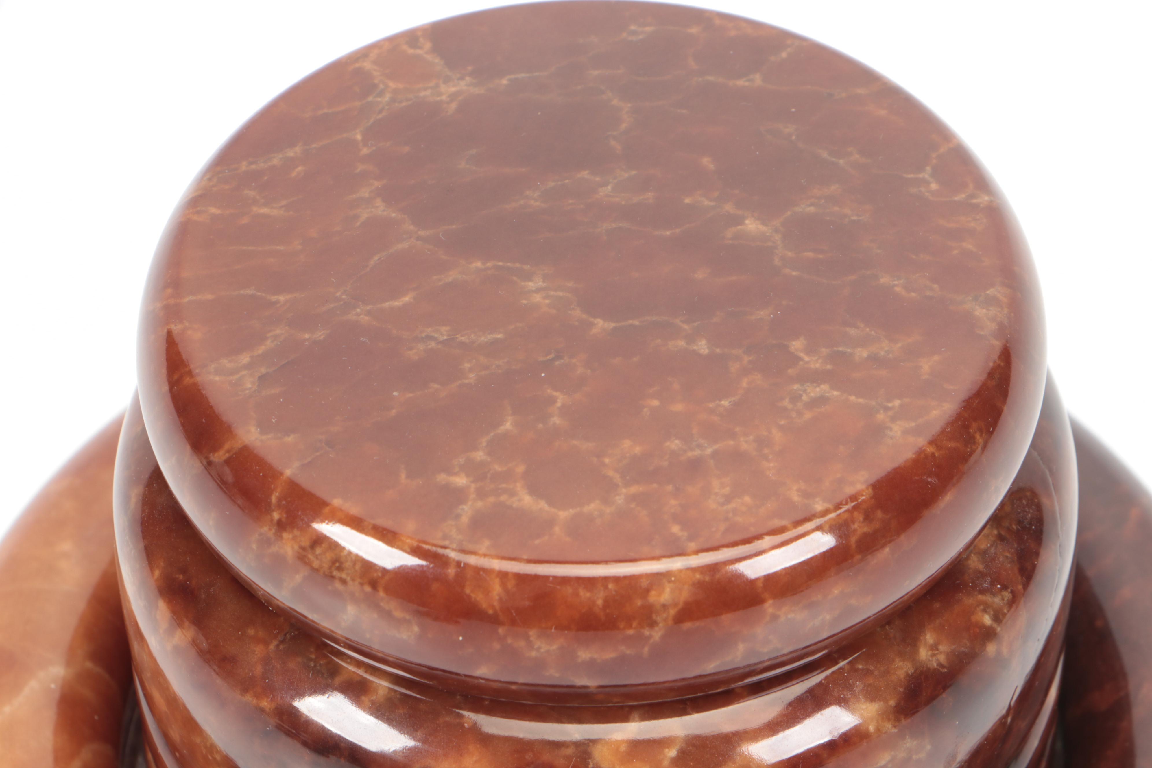 Italian Dyed Alabaster and Metal Hinged Box with Other Dyed Alabaster Box