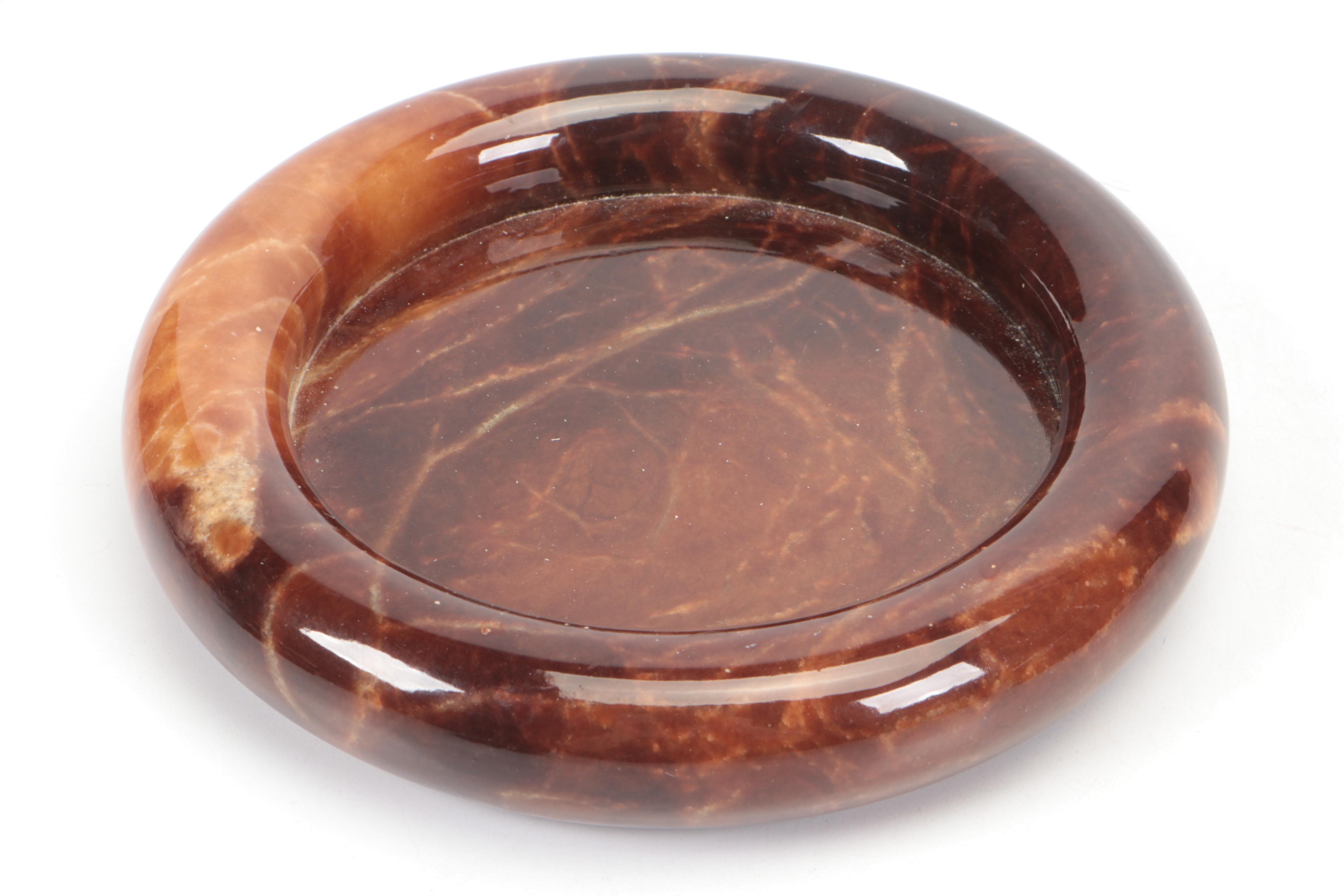 Italian Dyed Alabaster and Metal Hinged Box with Other Dyed Alabaster Box