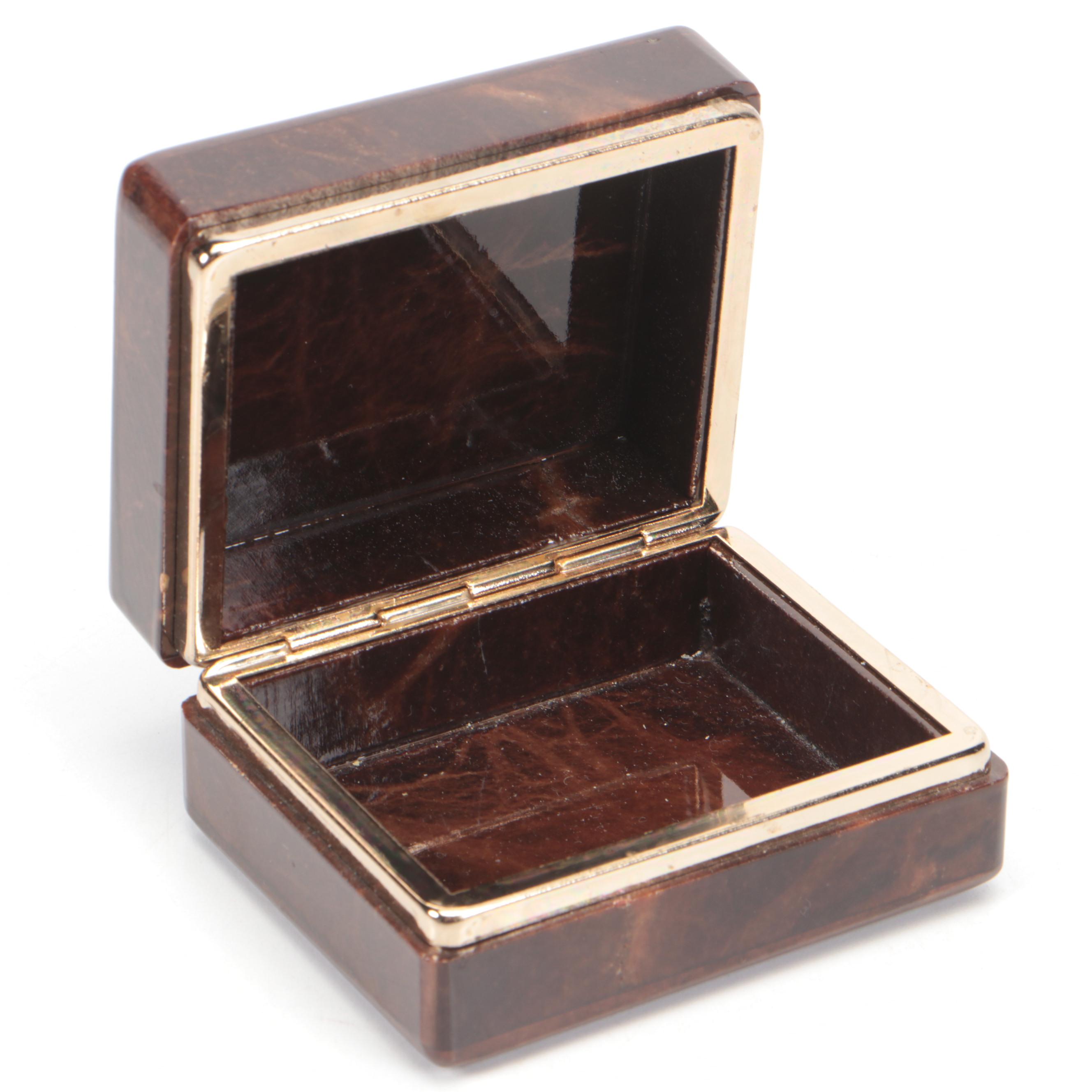 Italian Dyed Alabaster and Metal Hinged Box with Other Dyed Alabaster Box