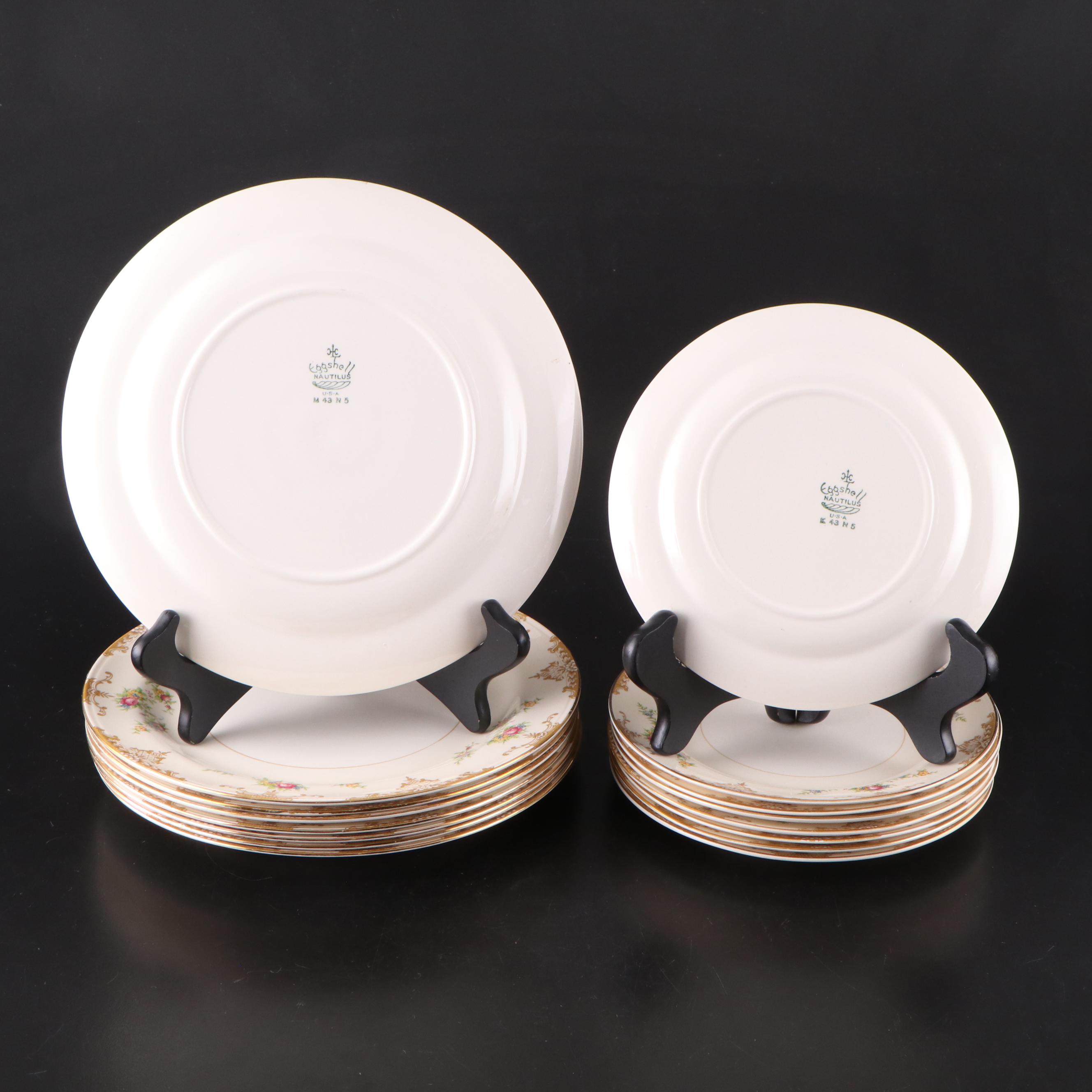 Homer Laughlin "Aristocrat" Ceramic Plates, Footed Cups, and Creamer Set