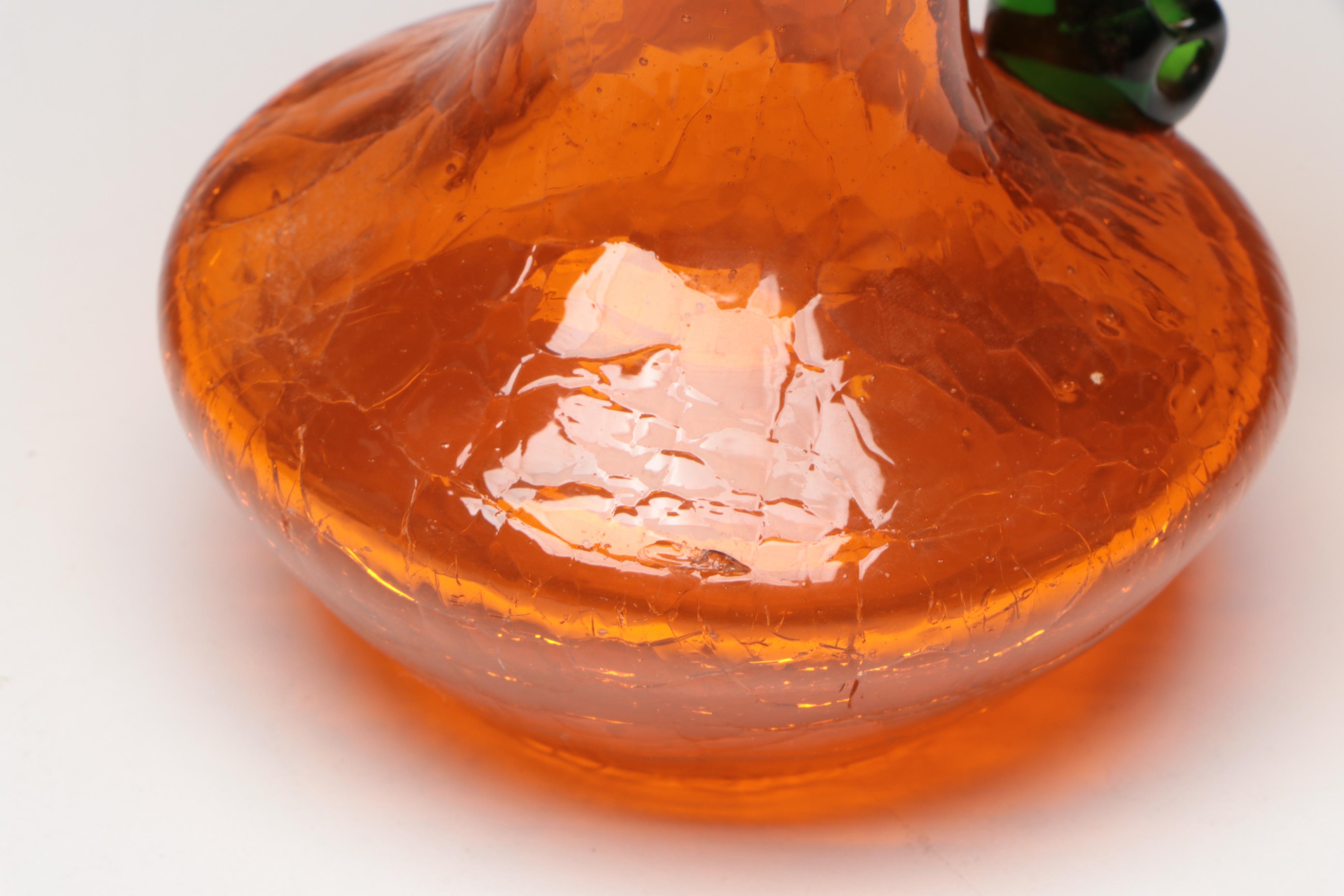 Small Hand Blown Amberina Crackle Glass Pitchers and More