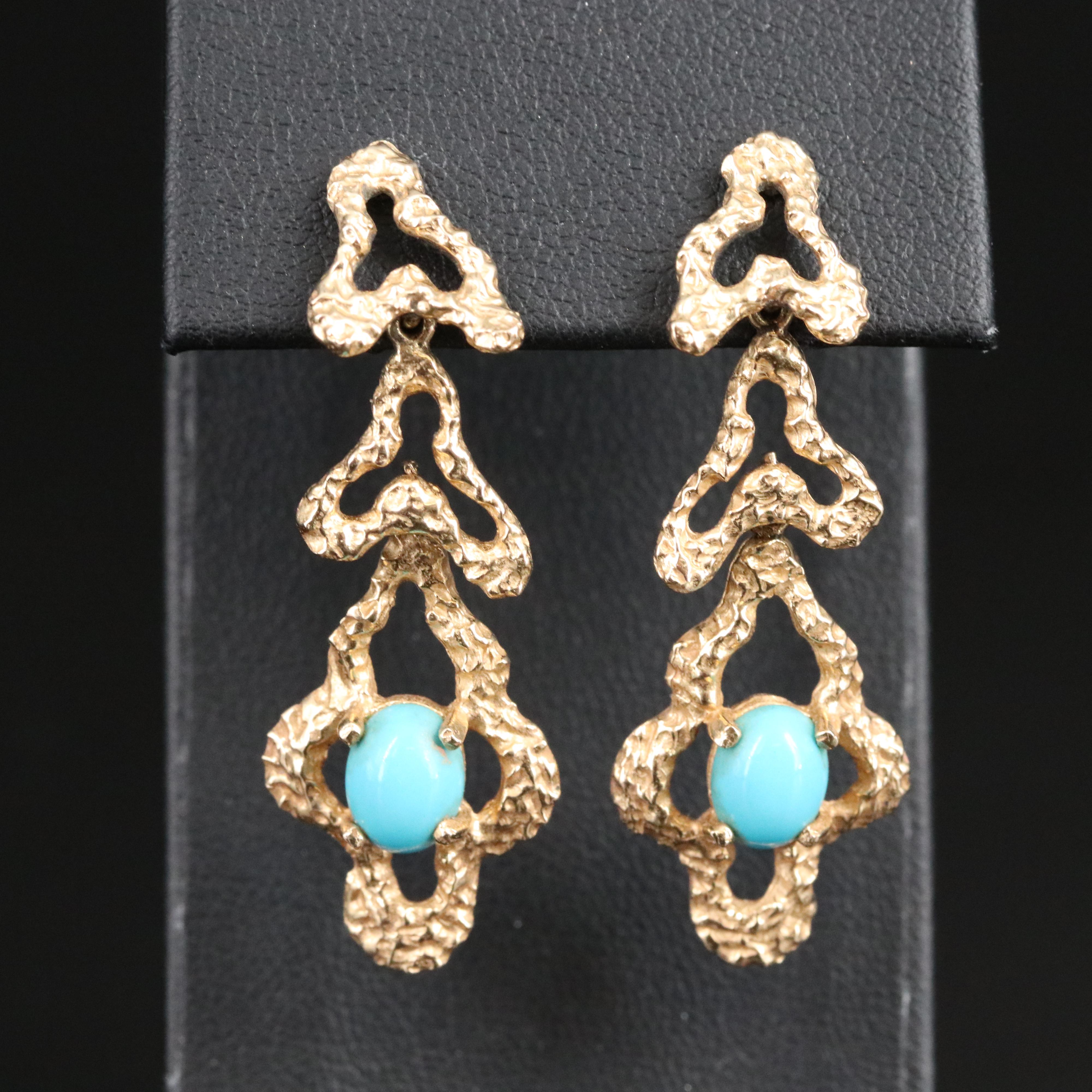1970s 14K Faux Turquoise Earrings