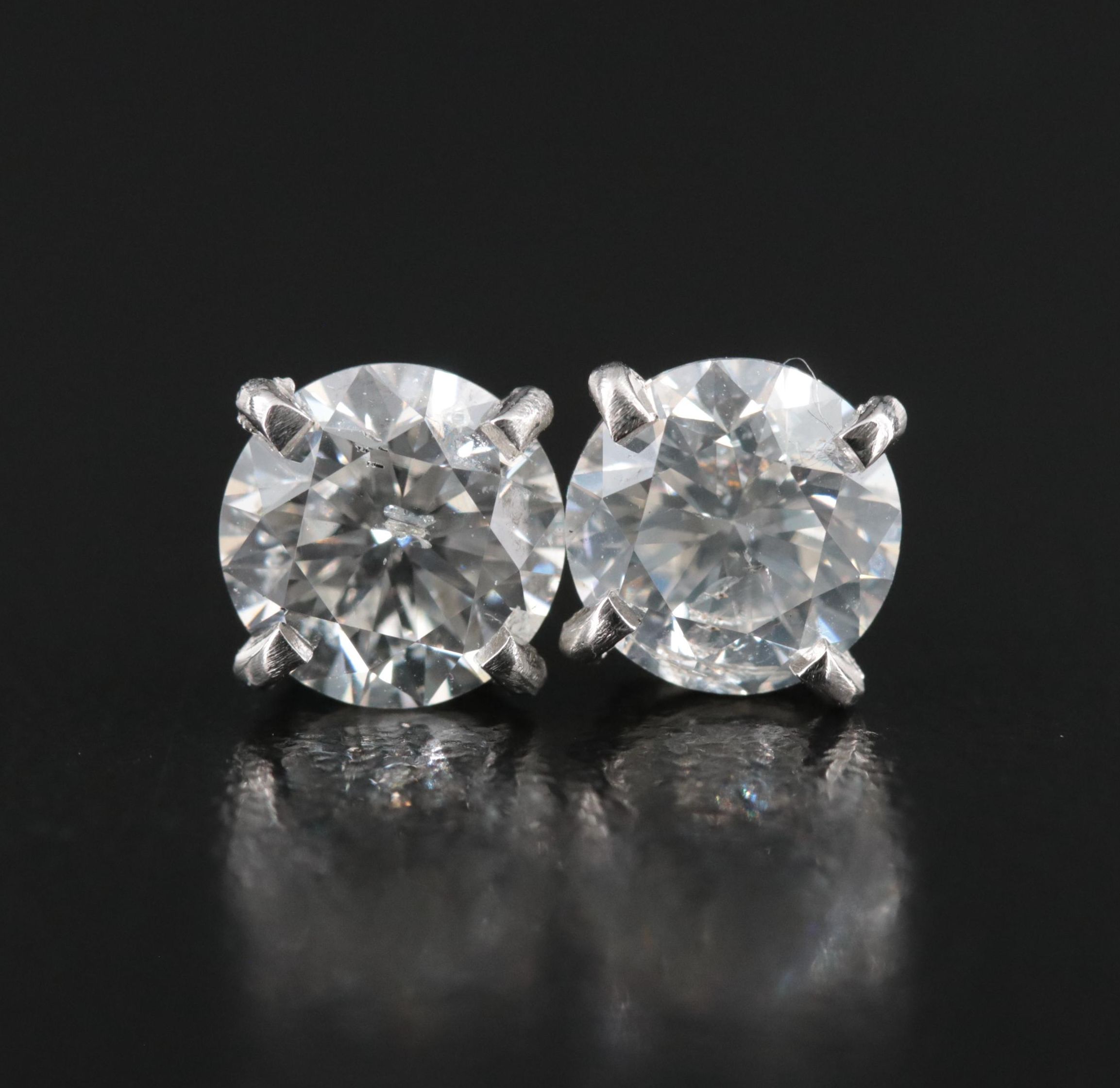 Platinum 2.25 CTW Diamond Stud Earrings with GIA eReports