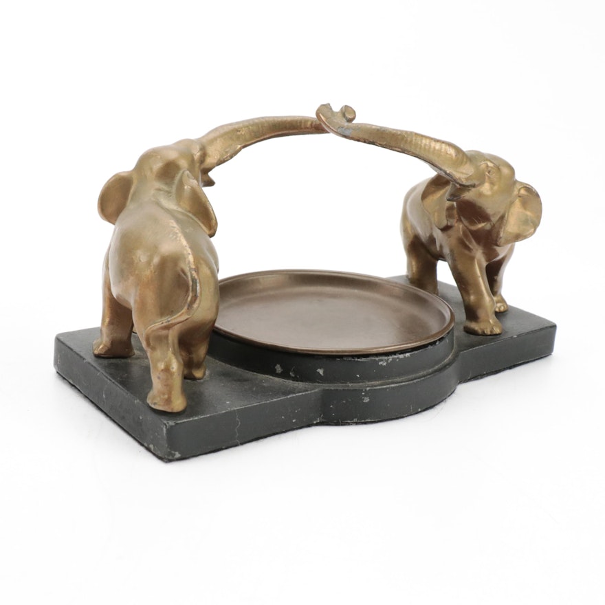 Art Deco Style Bronze and Metal Elephant Tray, Early to Mid-20th Century