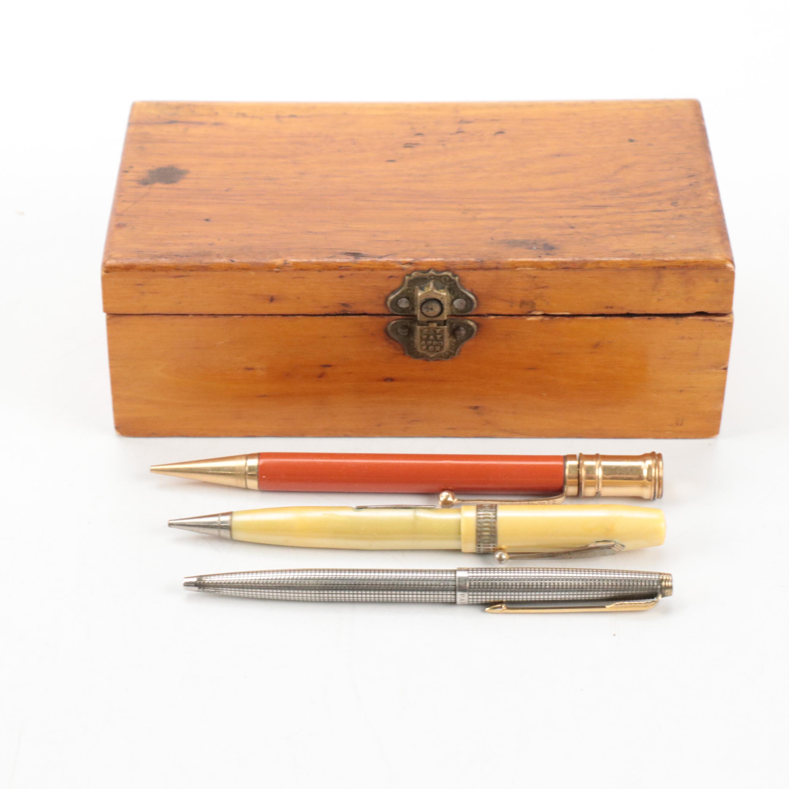 Parker "75 Cisele" Sterling Silver Ballpoint Pen with Other Pens and Pencils