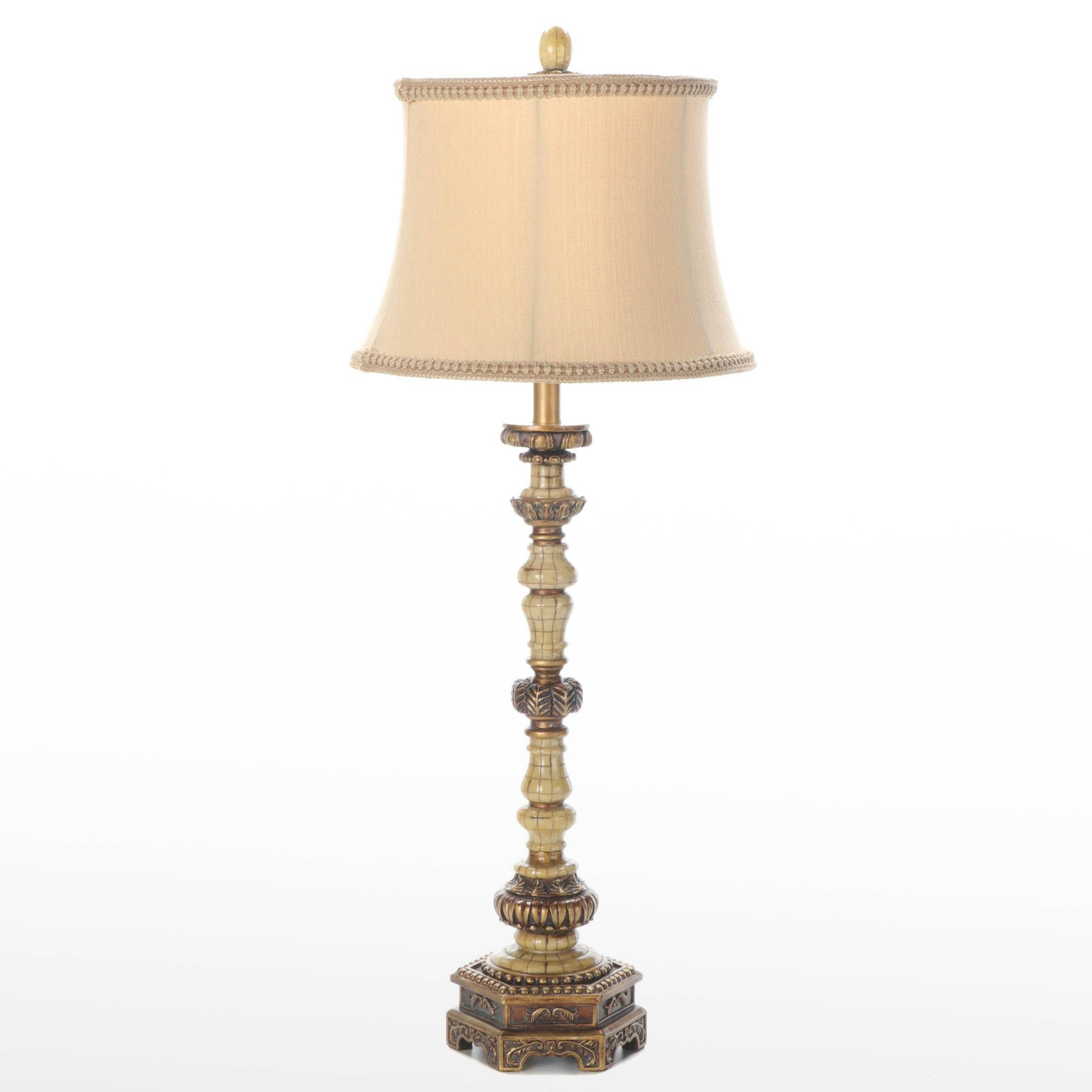 Faux Tessellated and Aged Gilt Resin Table Lamp, 2002