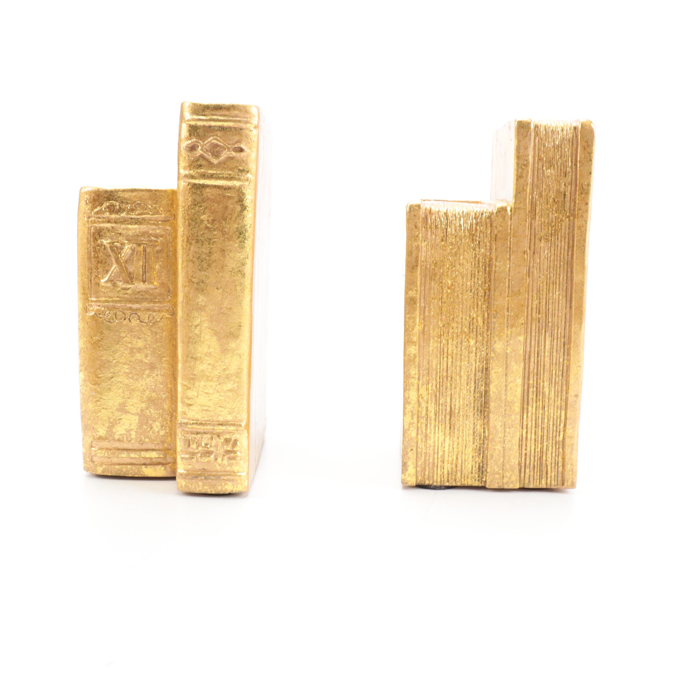 Pacific Rim Hand-Crafted Papier-Mâché Chest Set with Gilt Resin Book Bookends