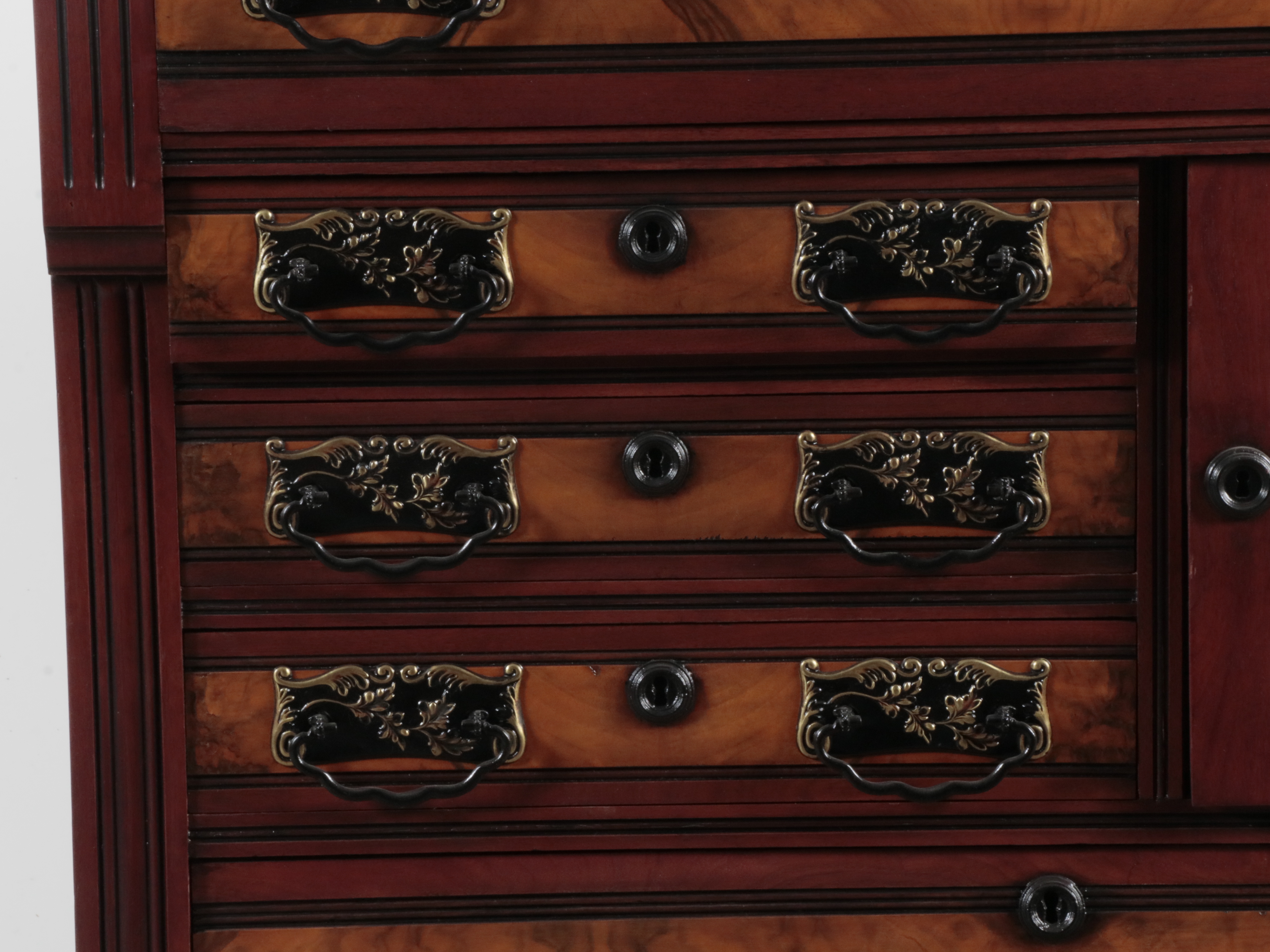 Victorian Walnut Hat Box Highboy Dresser