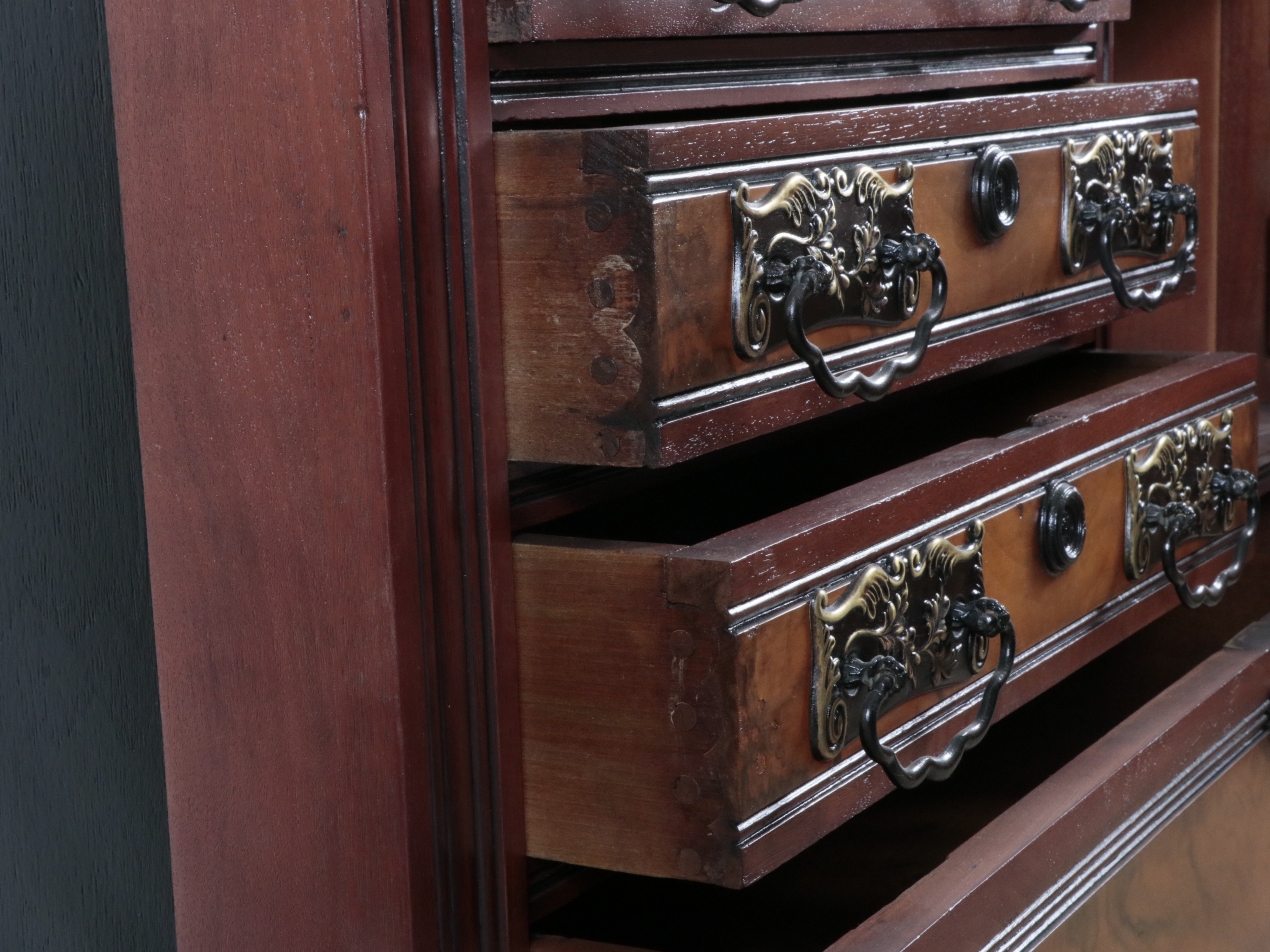 Victorian Walnut Hat Box Highboy Dresser