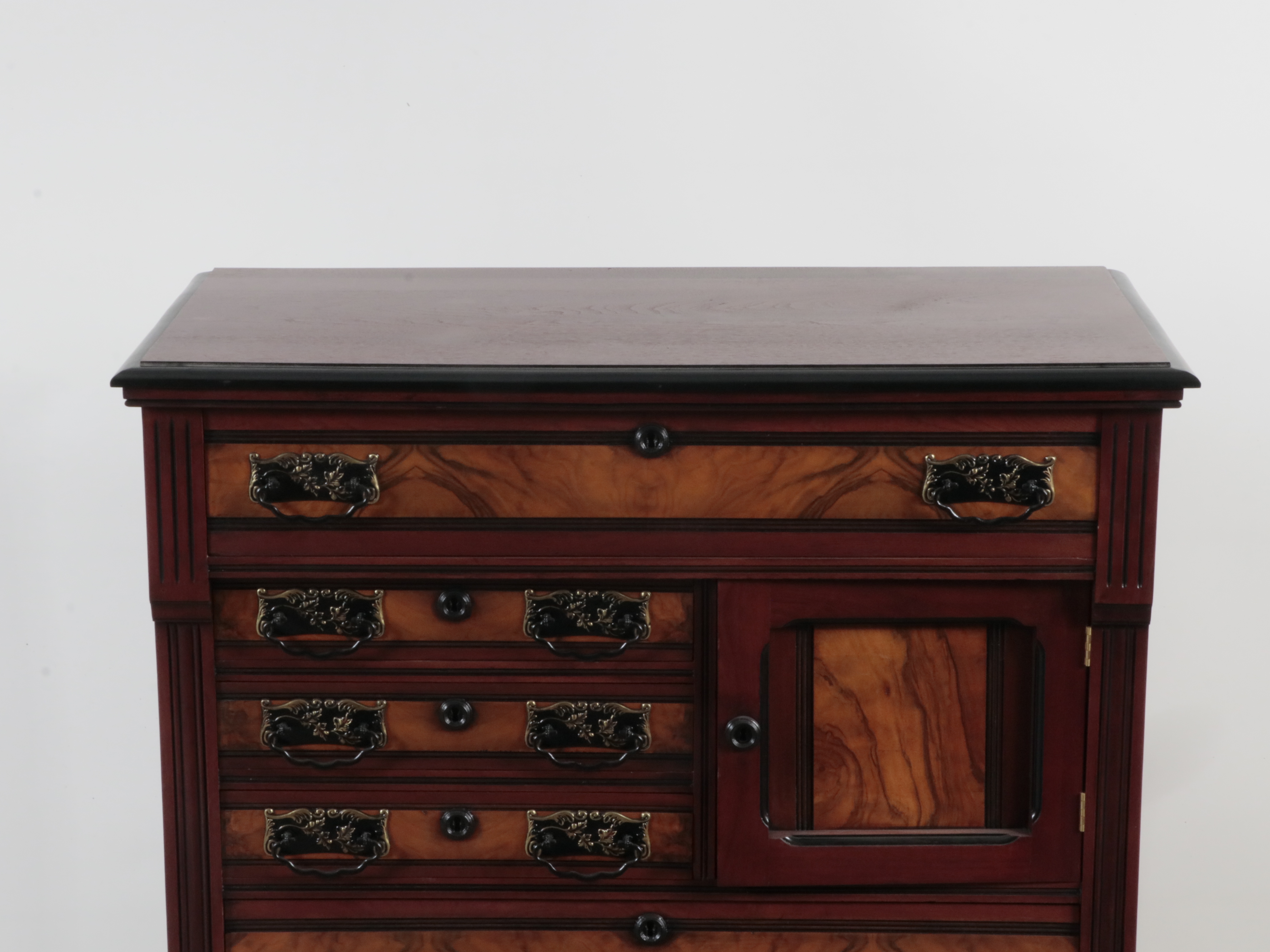 Victorian Walnut Hat Box Highboy Dresser