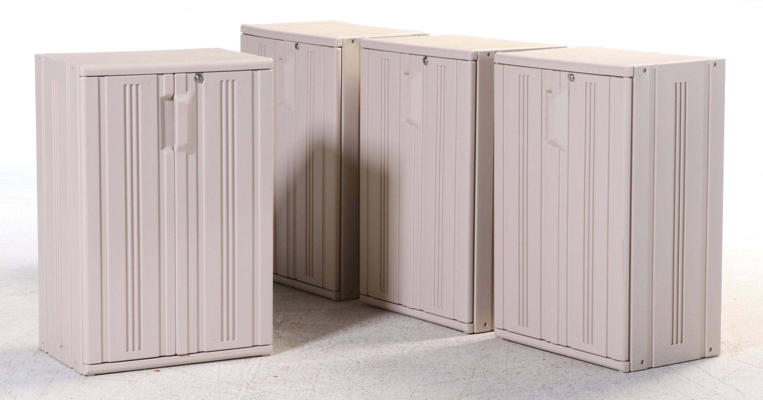 Four Rubbermaid Storage Cabinets