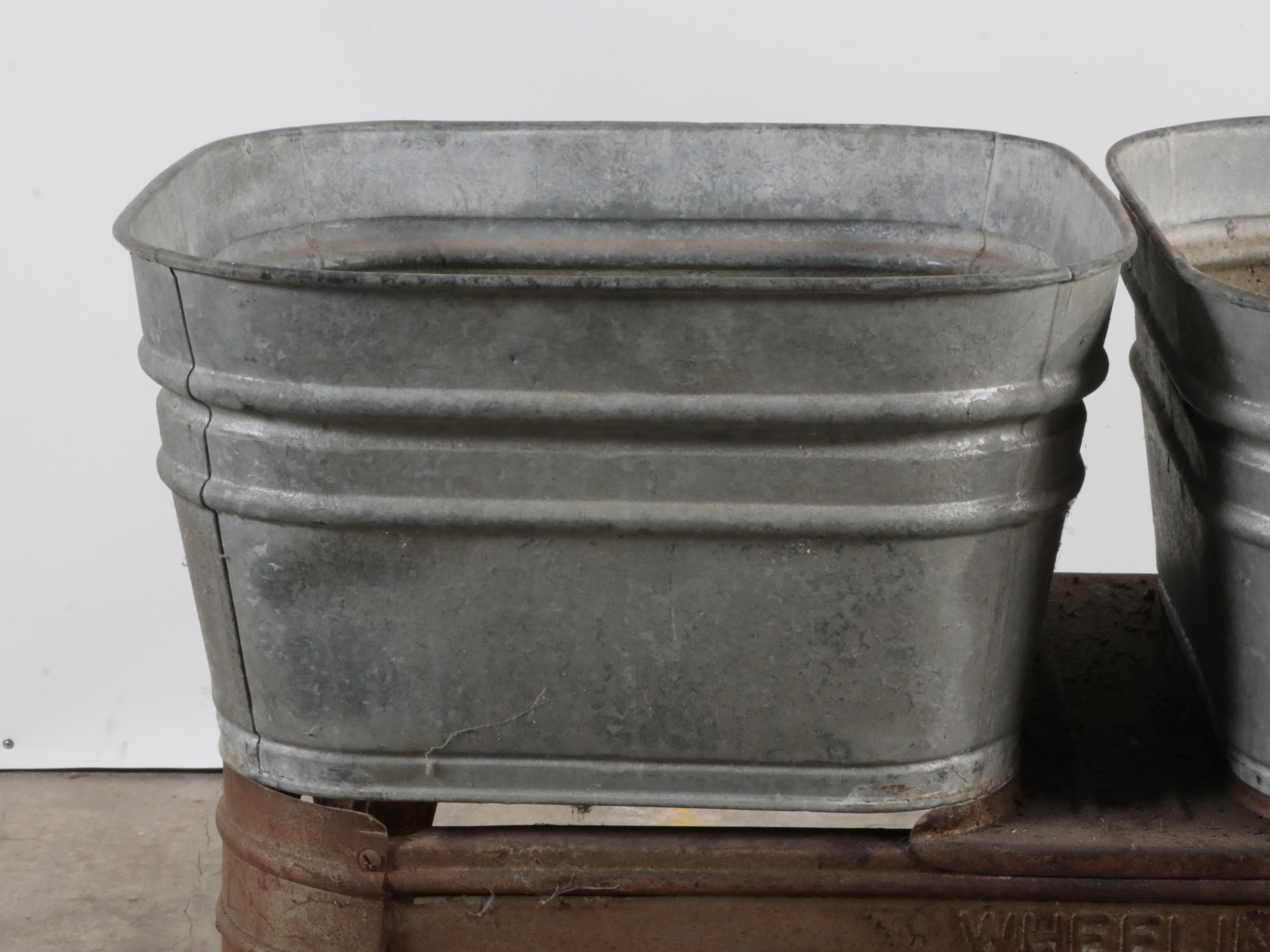 Wheeling Galvanized Double Wash Tubs on Stand