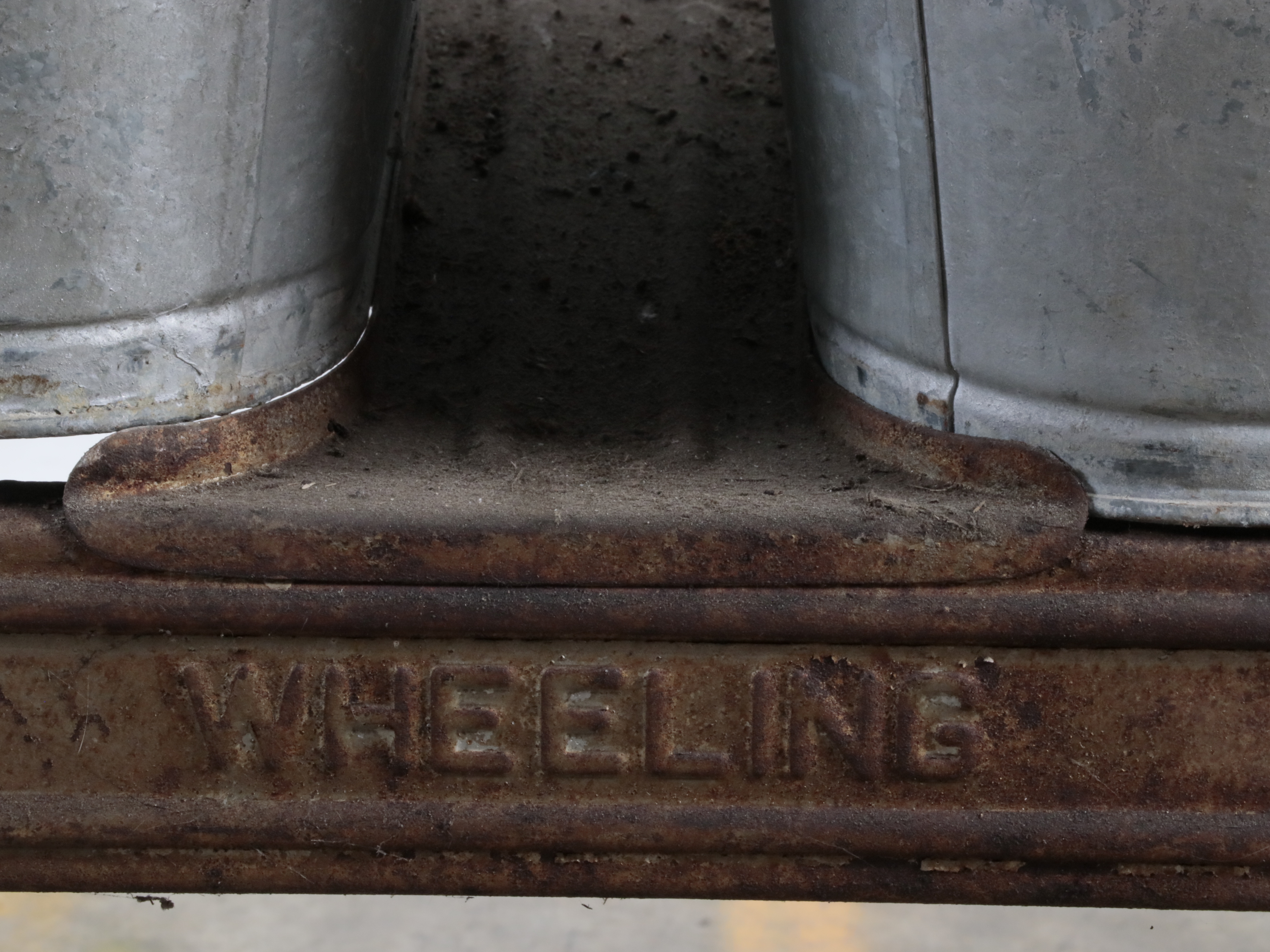 Wheeling Galvanized Double Wash Tubs on Stand