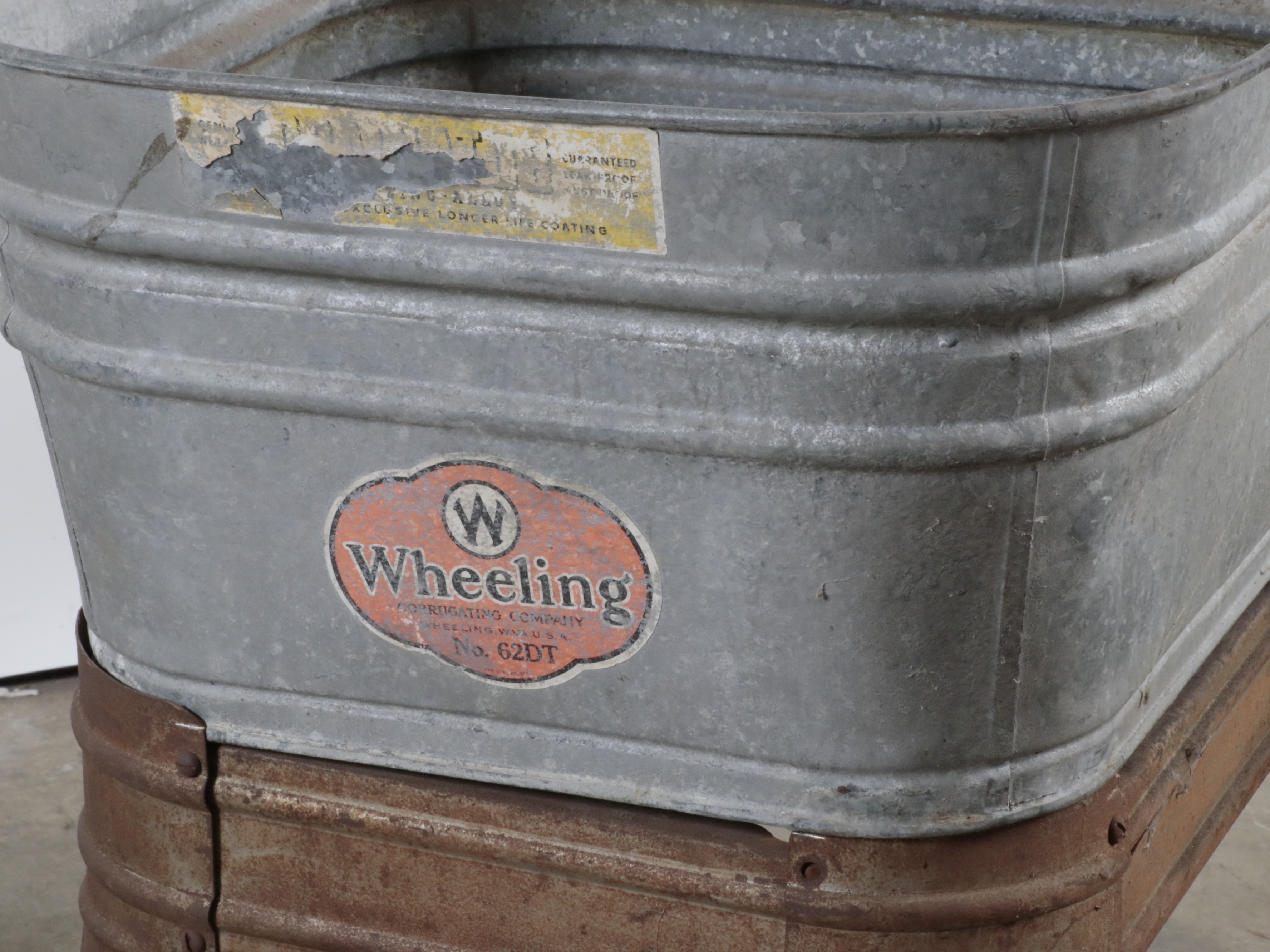 Wheeling Galvanized Double Wash Tubs on Stand