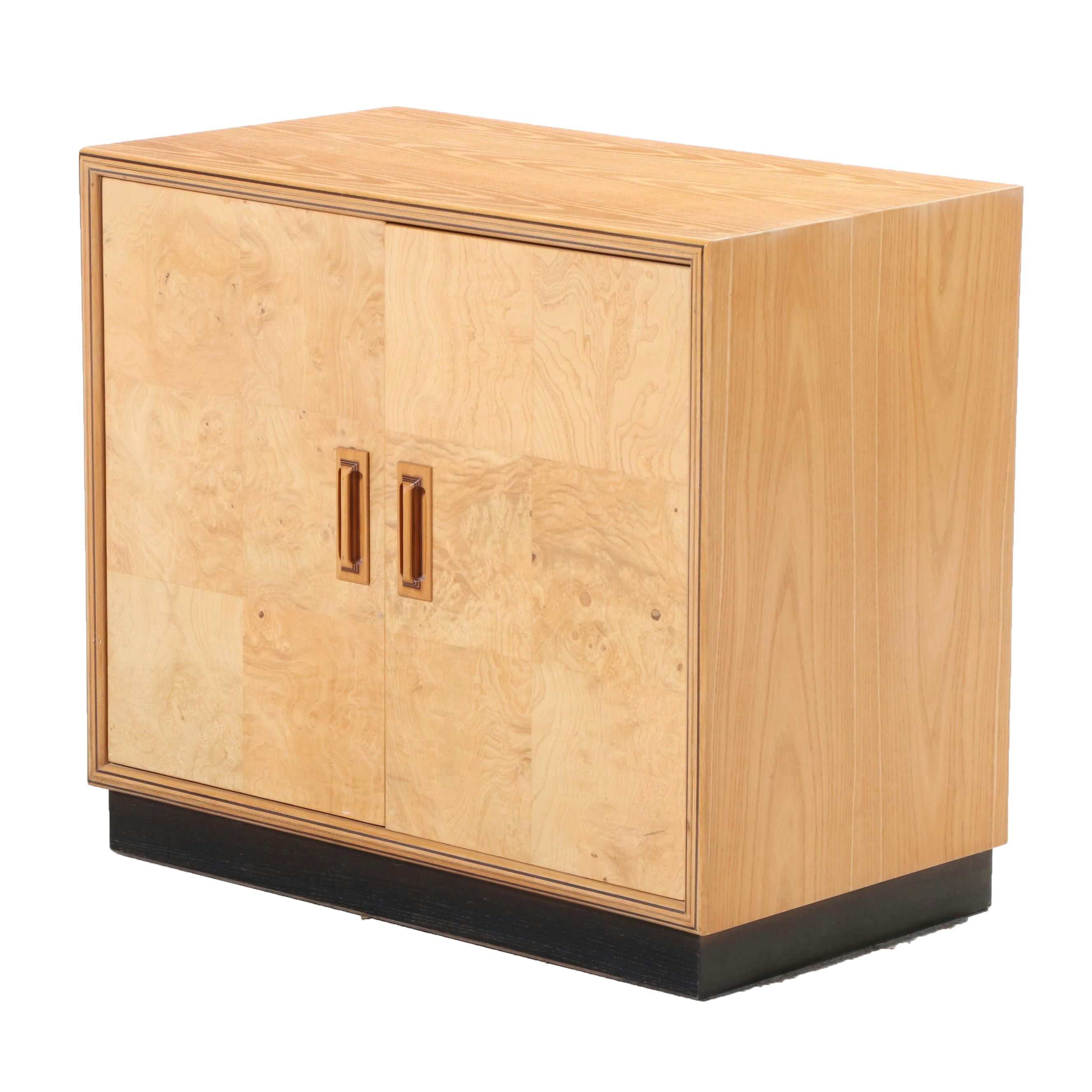 Henredon Modernist Oak, Elm, and Ebonized Side Cabinet