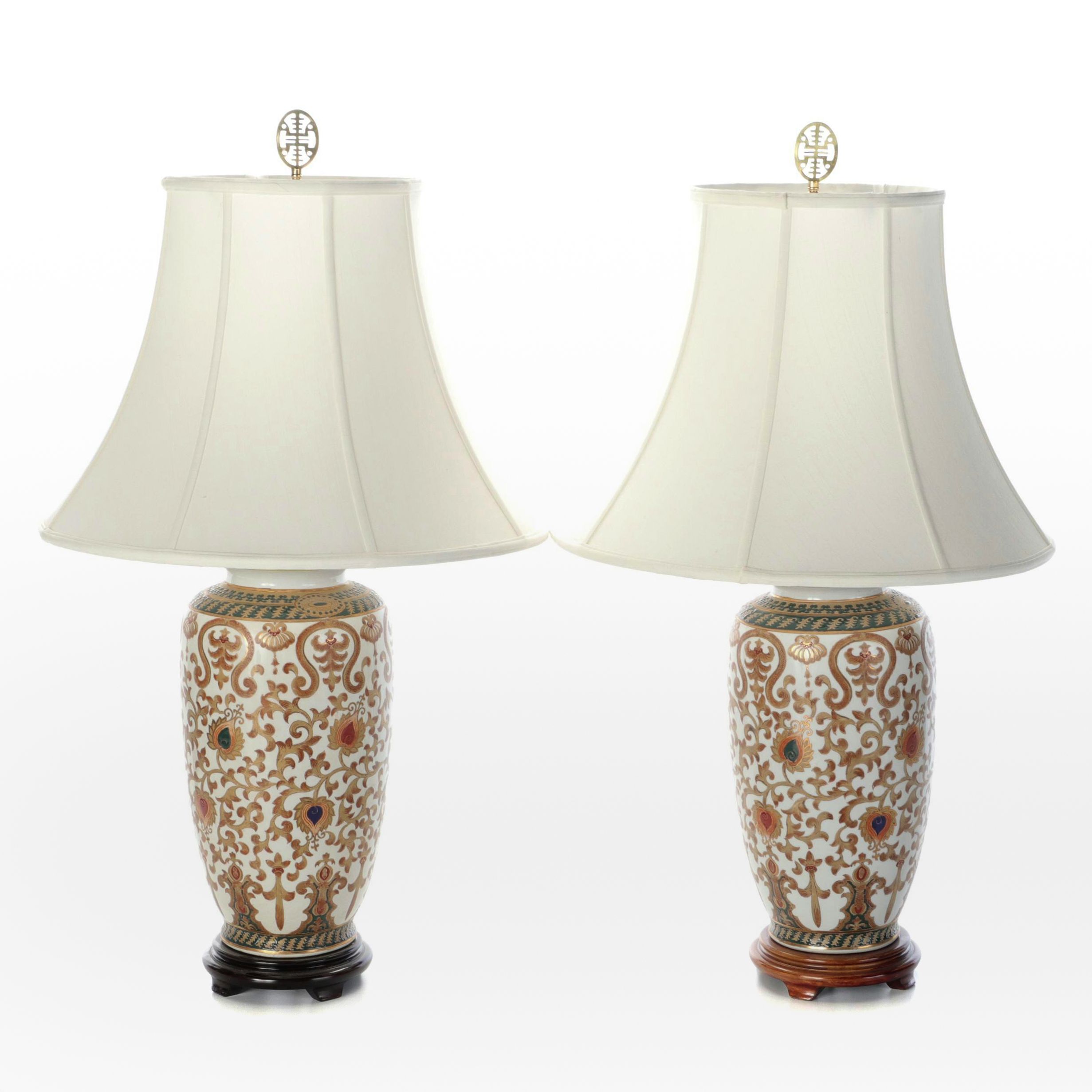 Pair of Gilt Porcelain Ginger Jar Style Table Lamps