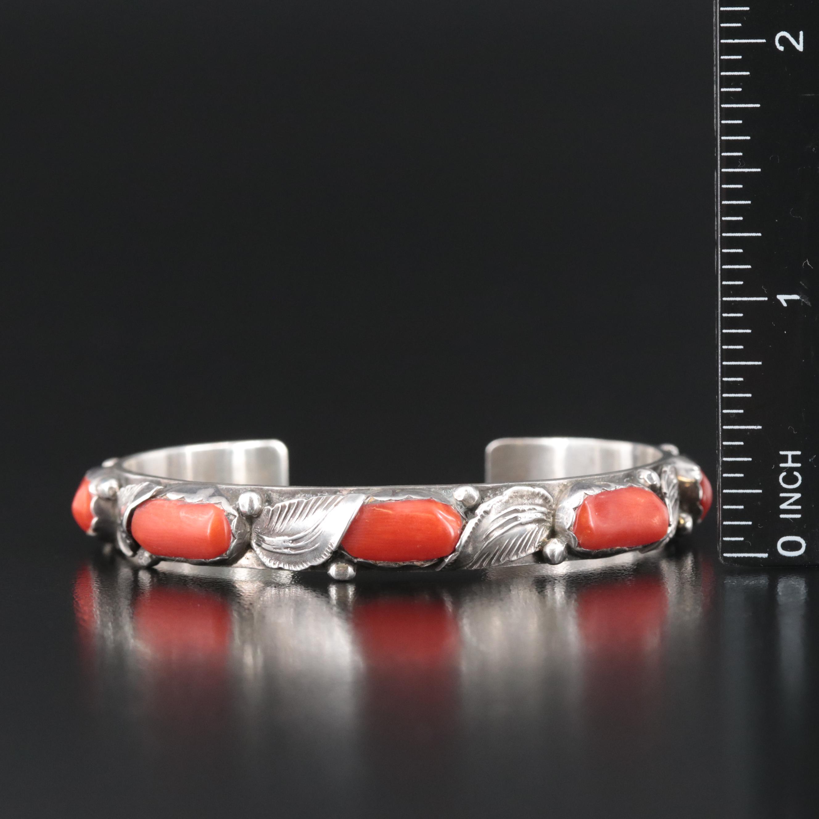 Dan Simplicio Zuni Sterling Coral Cuff Bracelet