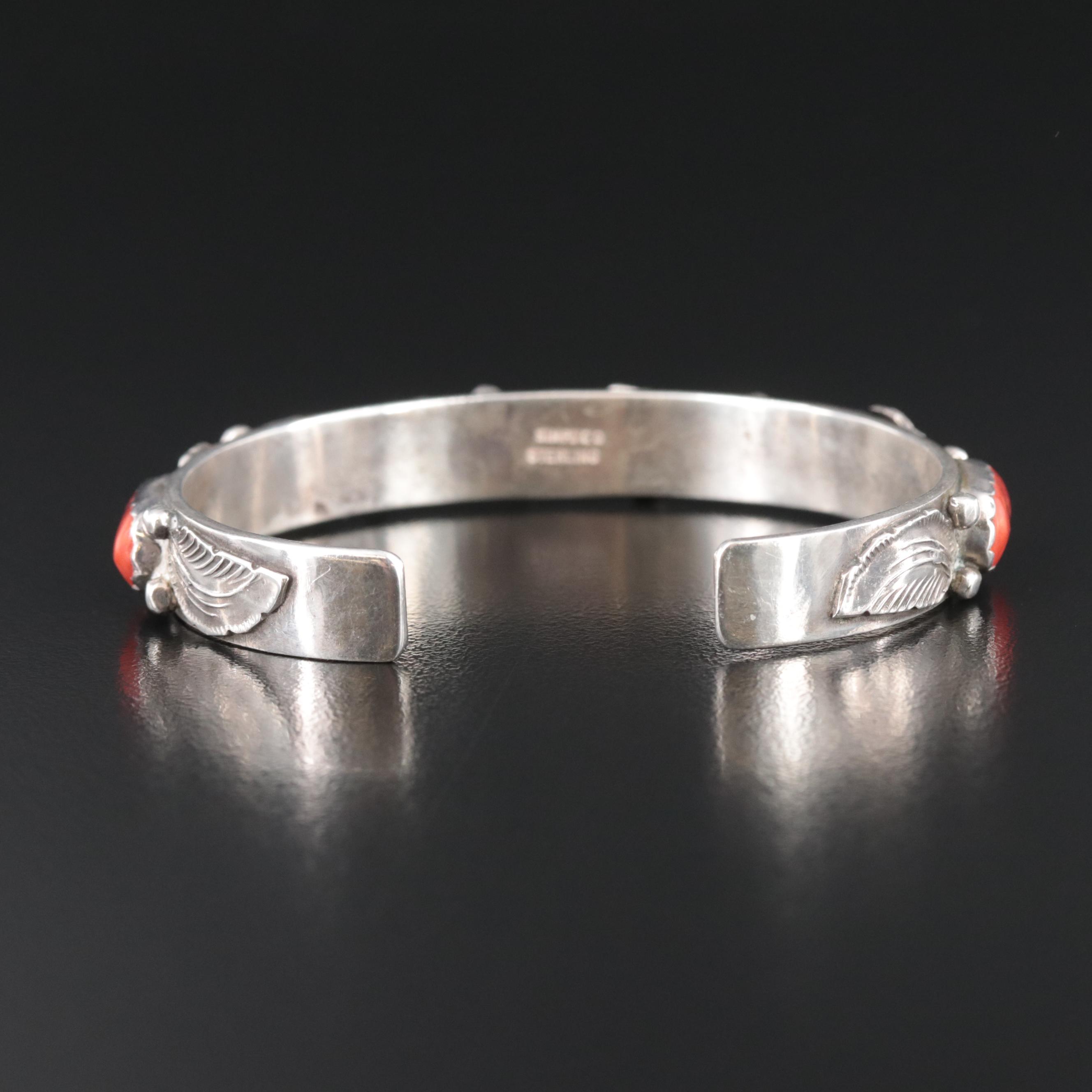 Dan Simplicio Zuni Sterling Coral Cuff Bracelet
