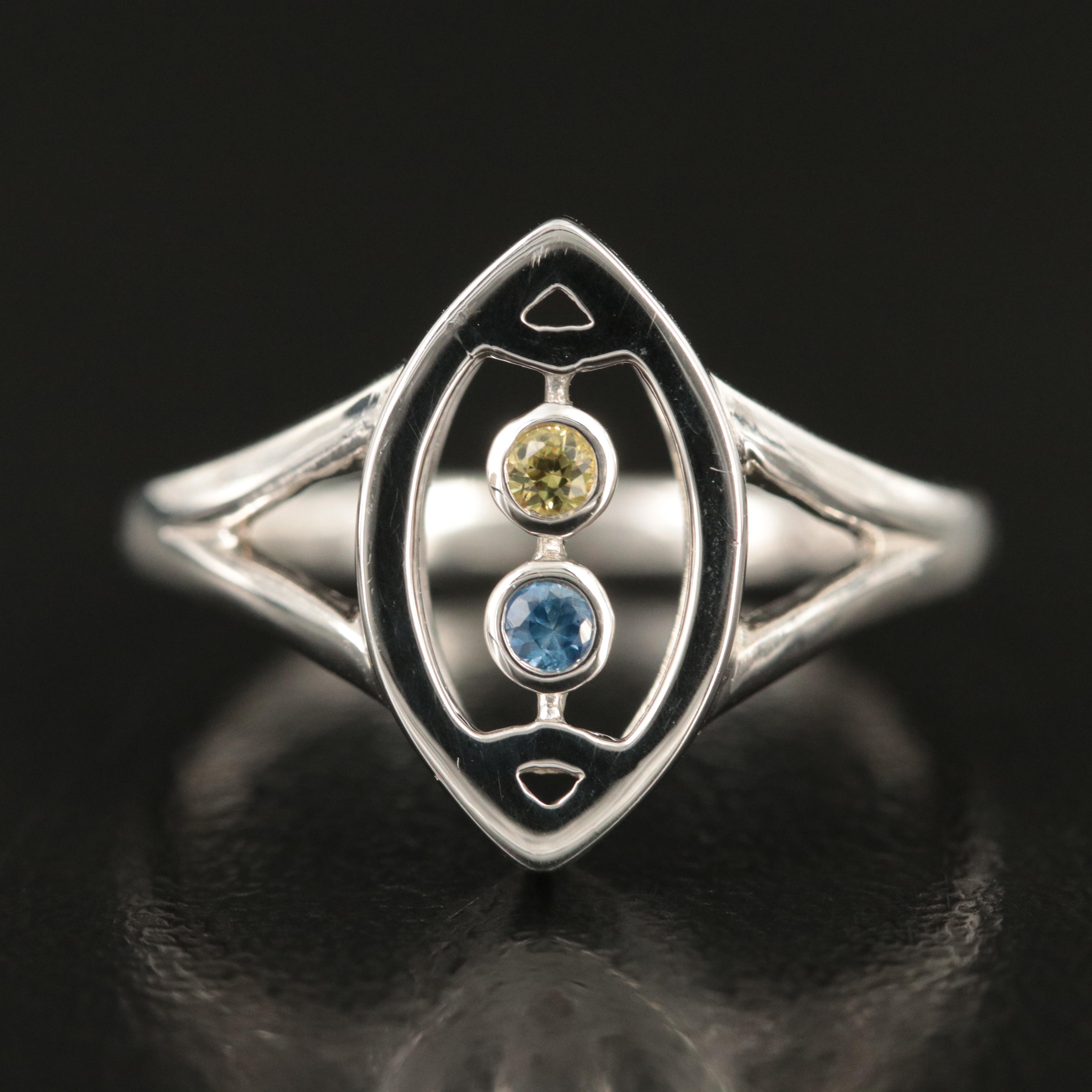 Sterling Sapphire Football Ring