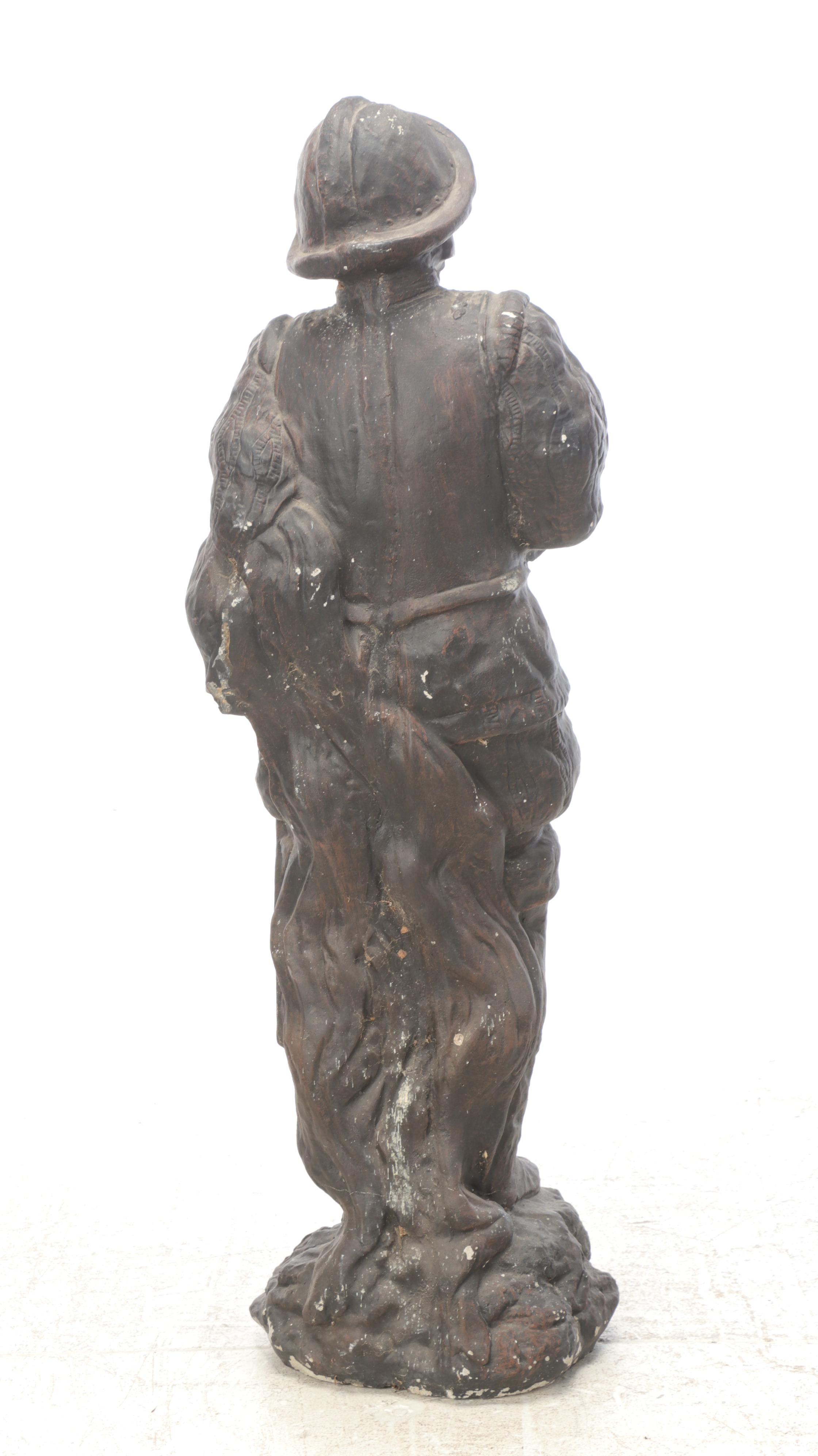 Painted Cast Concrete Garden Statue of Conquistador