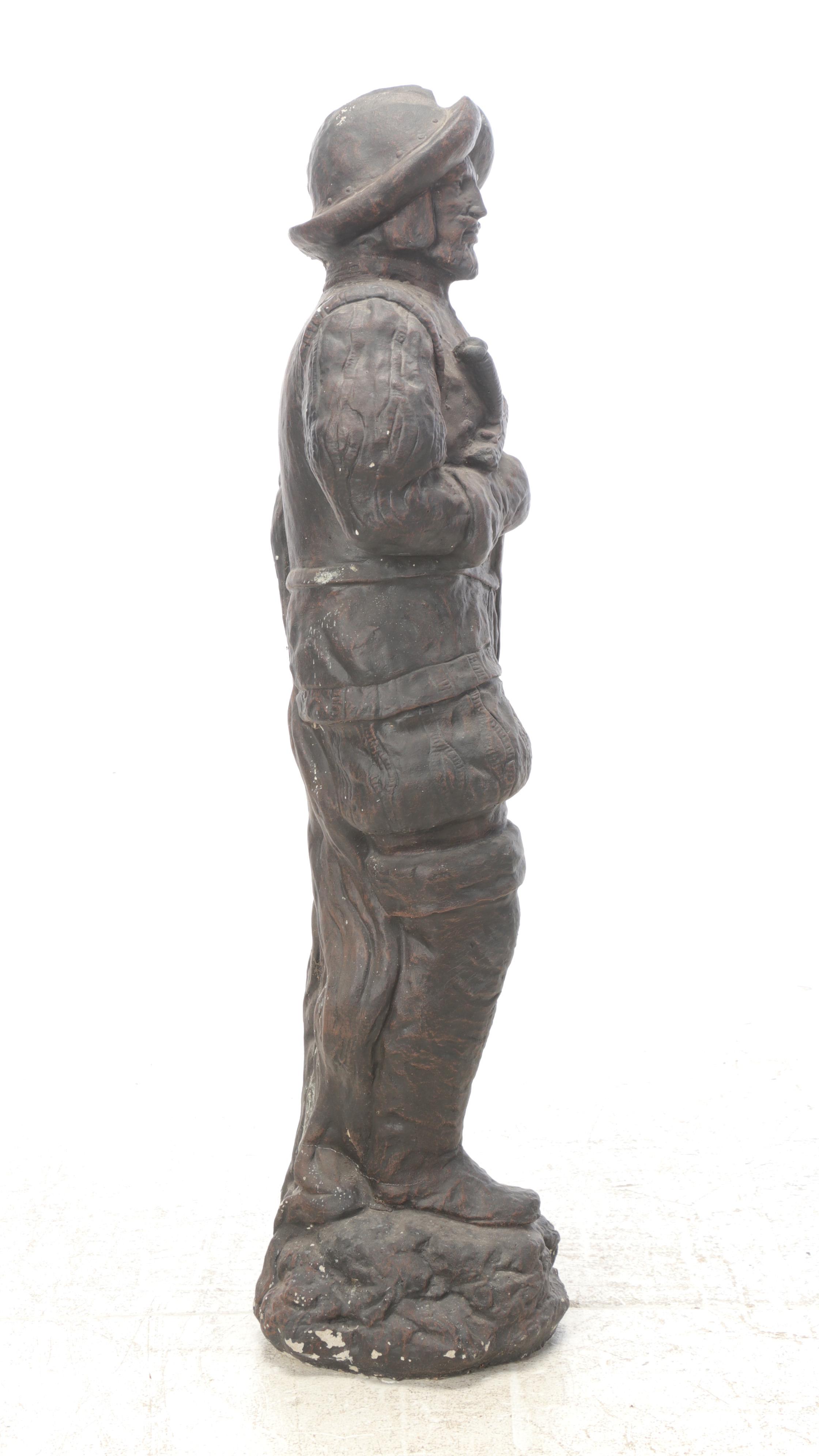 Painted Cast Concrete Garden Statue of Conquistador