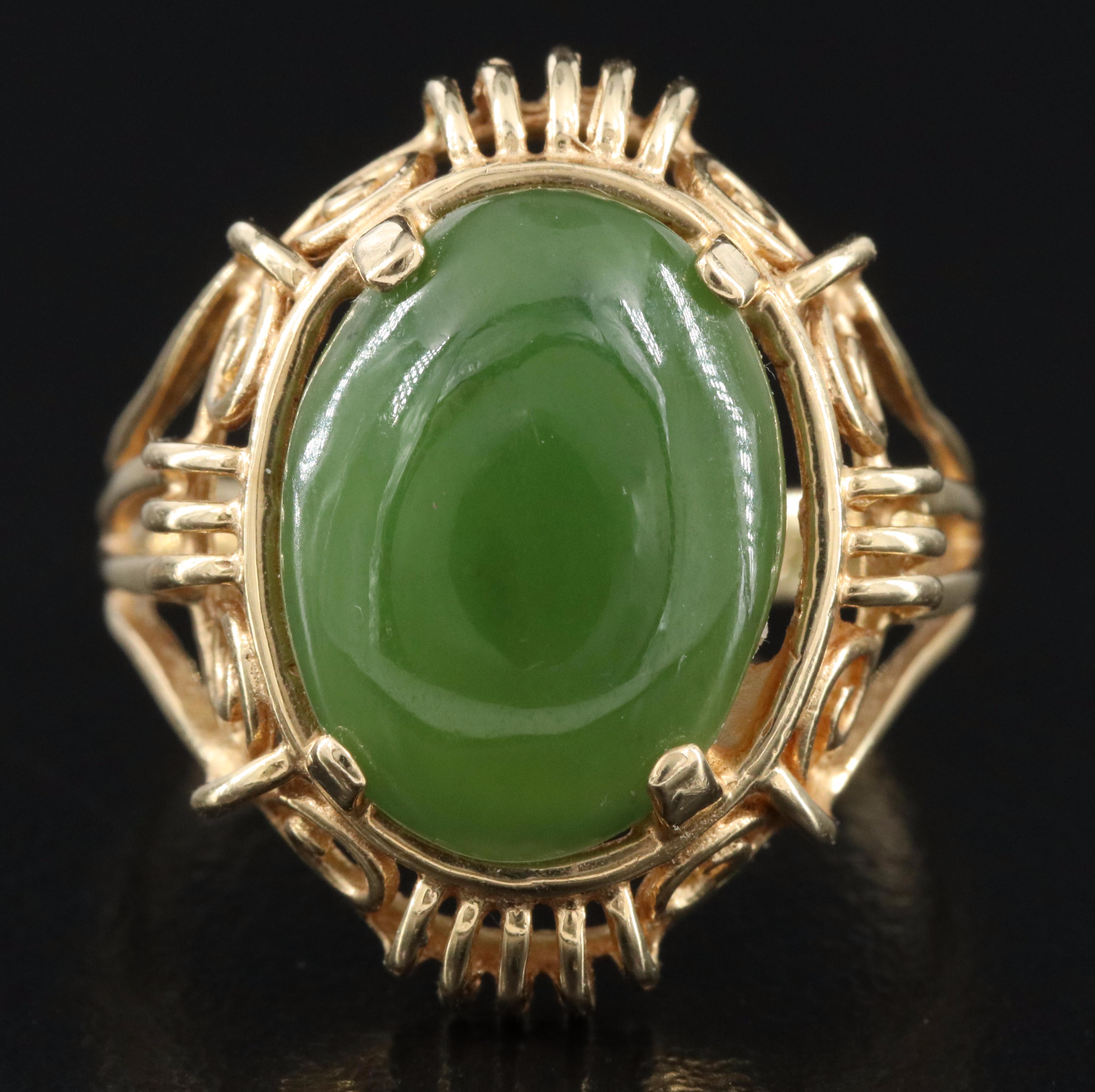 14K Nephrite Solitaire Ring