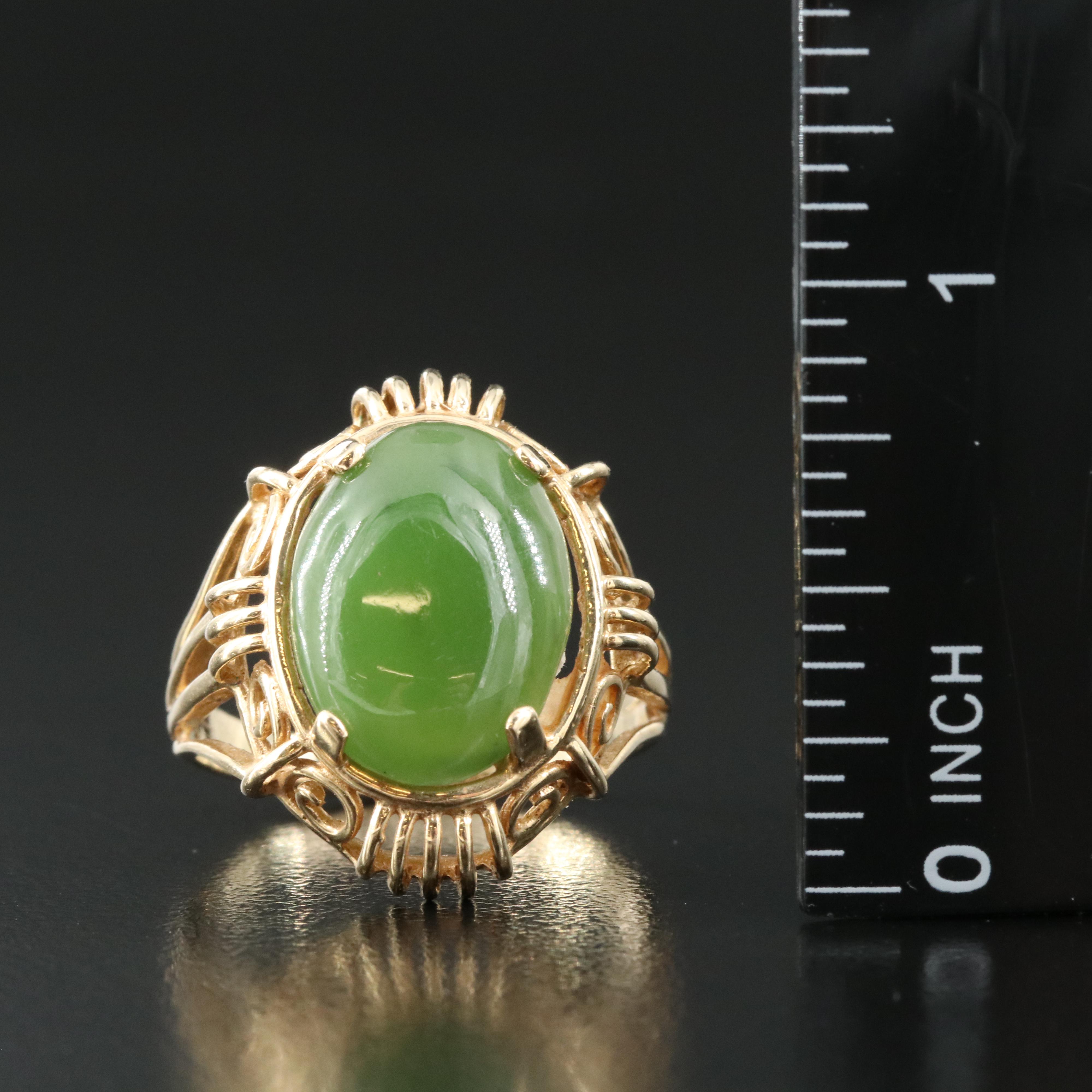14K Nephrite Solitaire Ring
