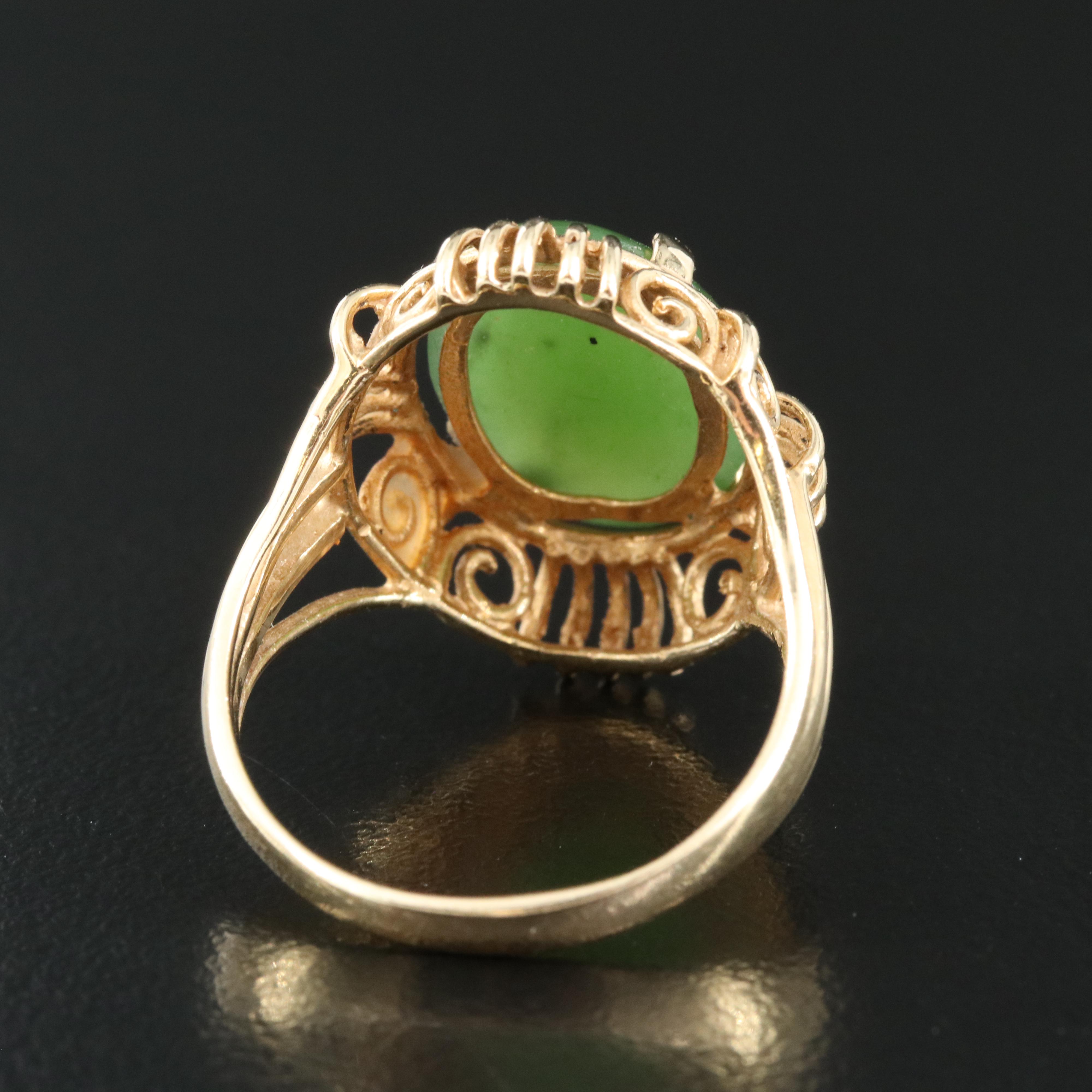 14K Nephrite Solitaire Ring