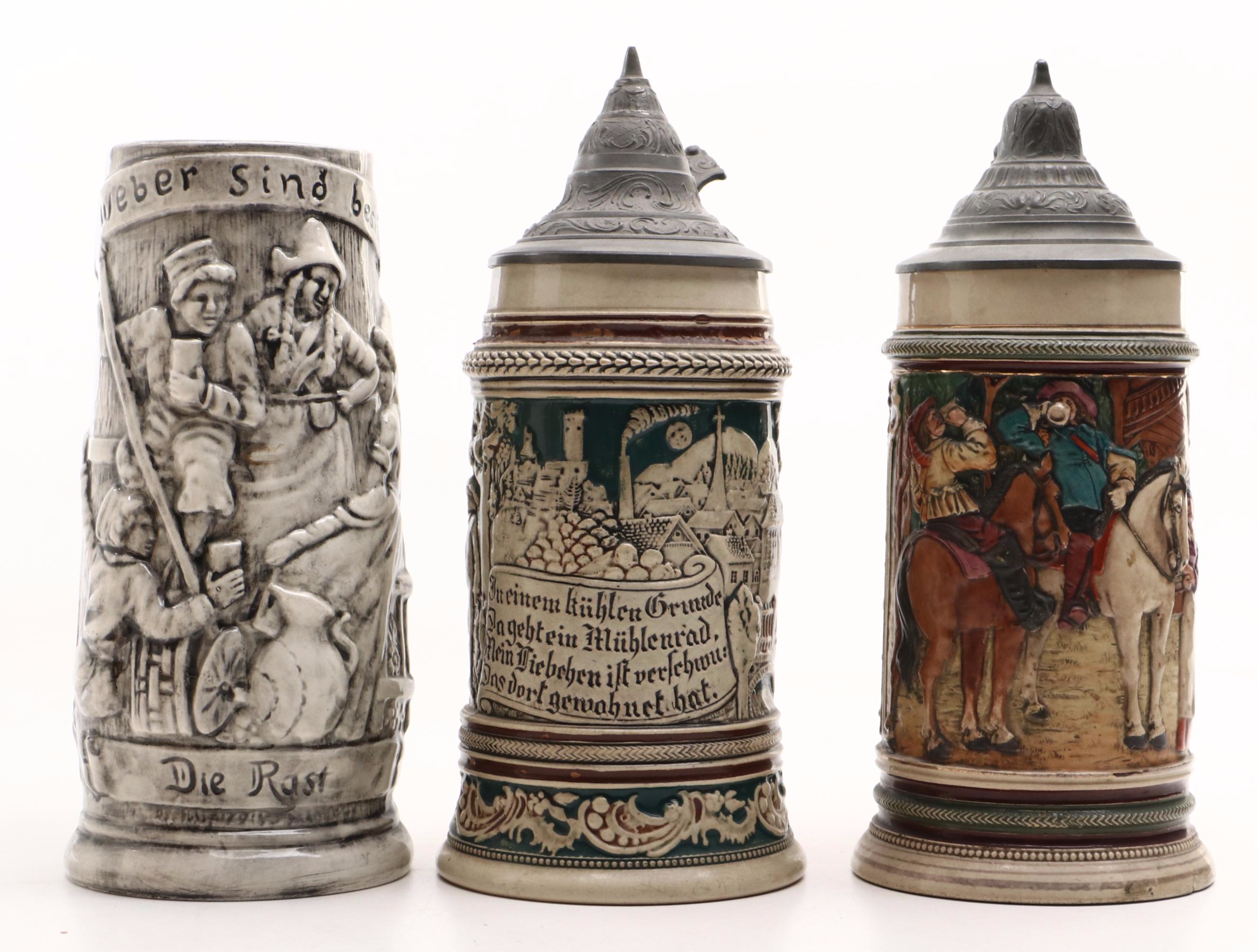 Vintage Ceramic Beer Steins, Mid to Late 20th Century