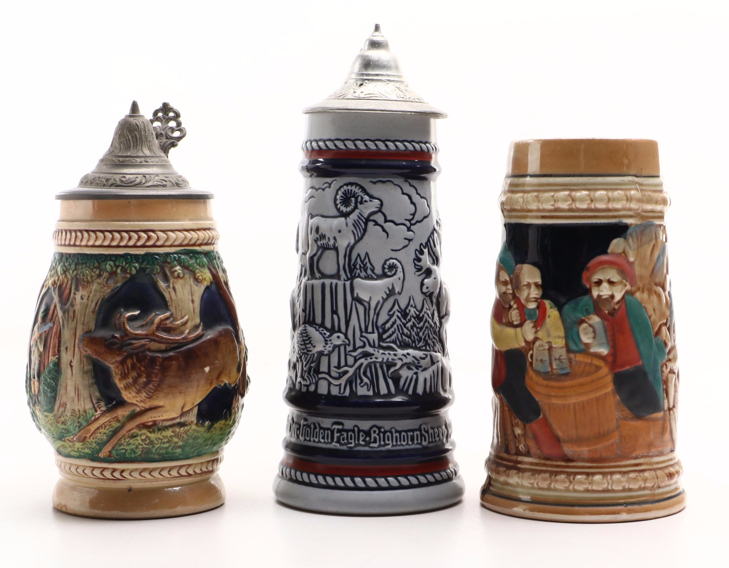 Vintage Ceramic Beer Steins, Mid to Late 20th Century