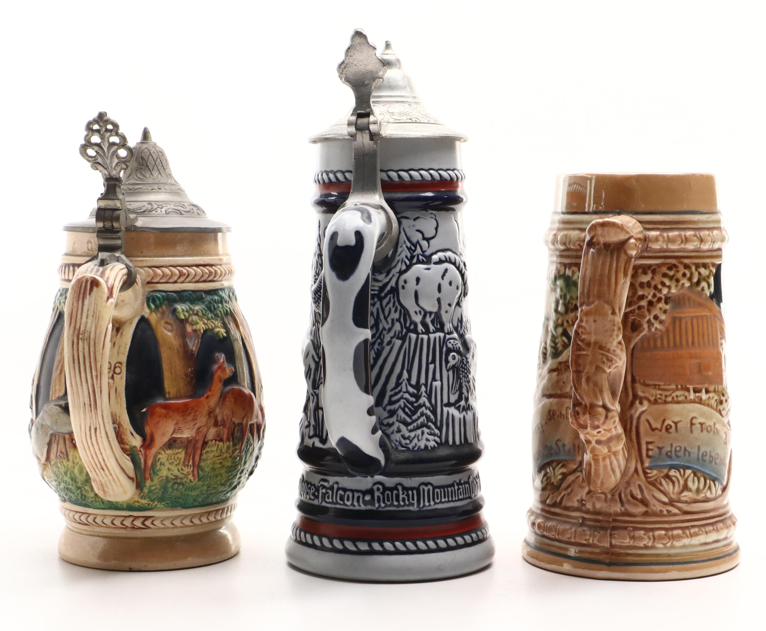 Vintage Ceramic Beer Steins, Mid to Late 20th Century