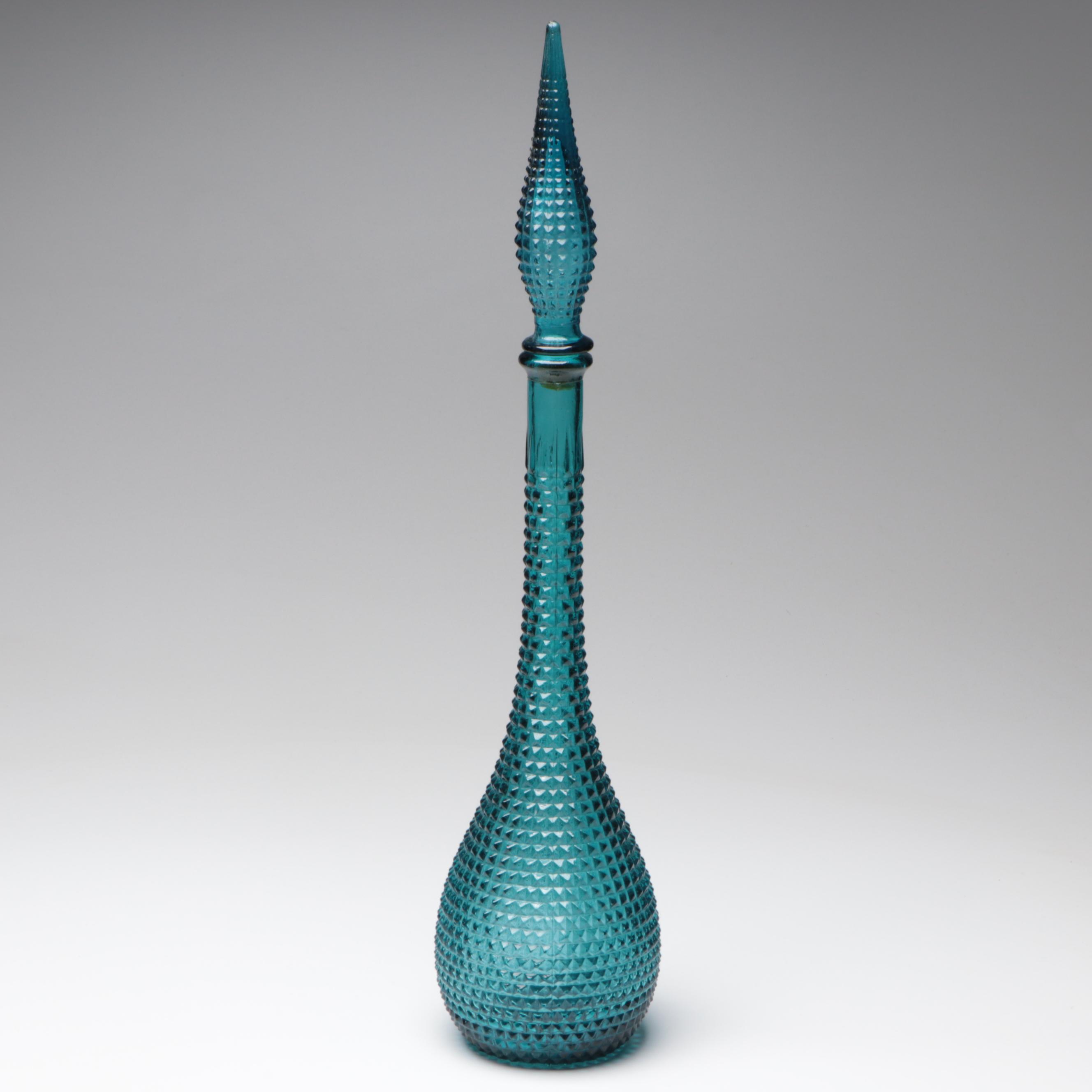 Italian Mastercraft and Empoli Glass Bottles with MCM Blown Glass Ashtray