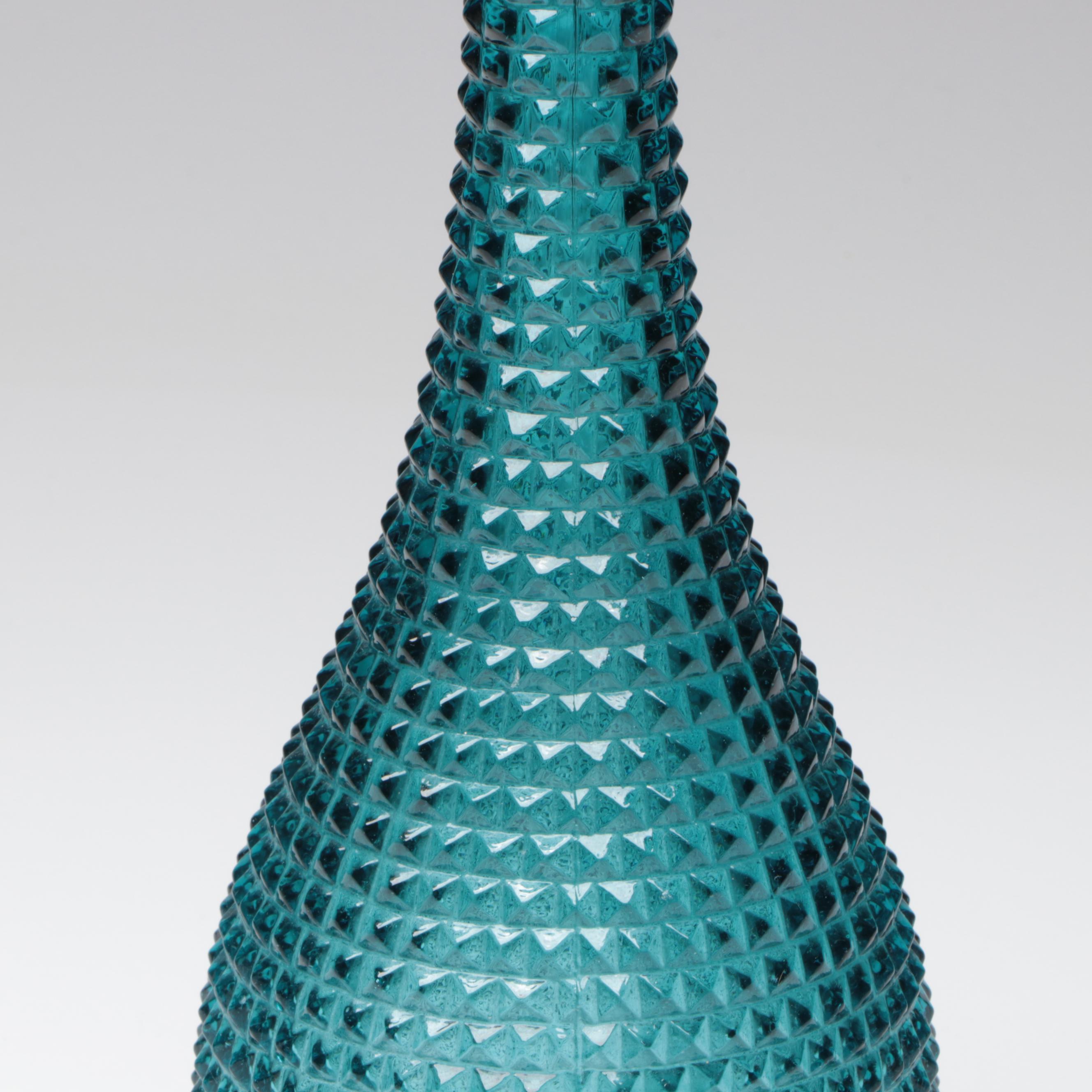 Italian Mastercraft and Empoli Glass Bottles with MCM Blown Glass Ashtray