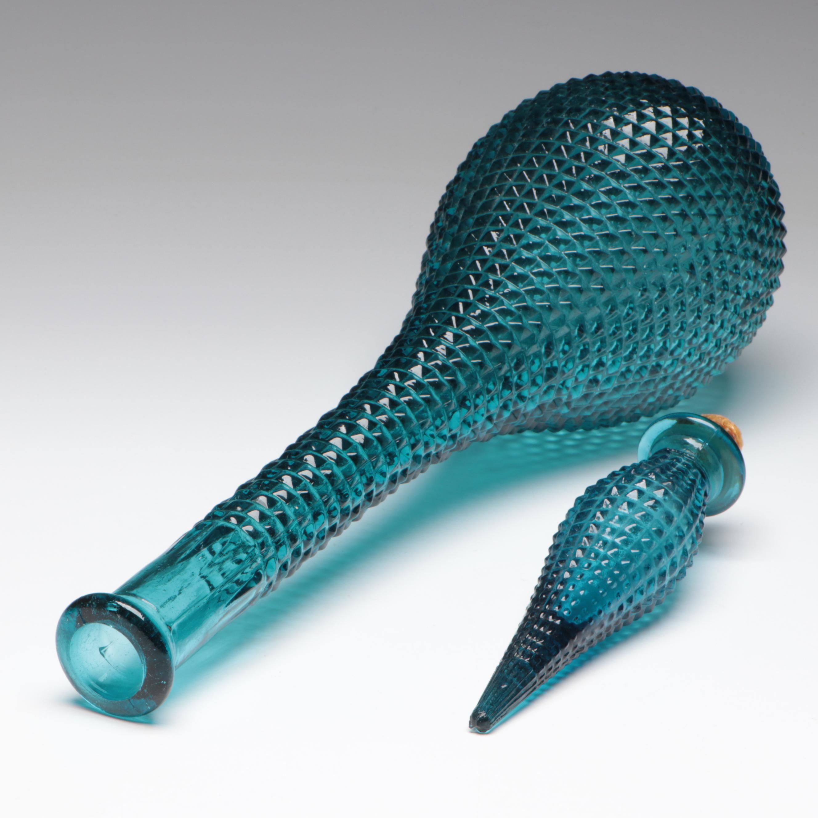 Italian Mastercraft and Empoli Glass Bottles with MCM Blown Glass Ashtray